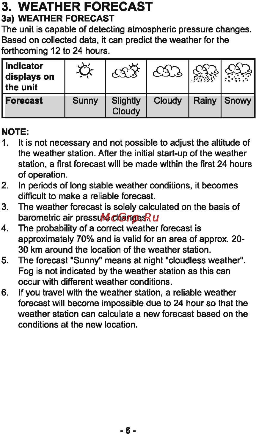 Sencor SWS 130 [6/16] Weather forecast