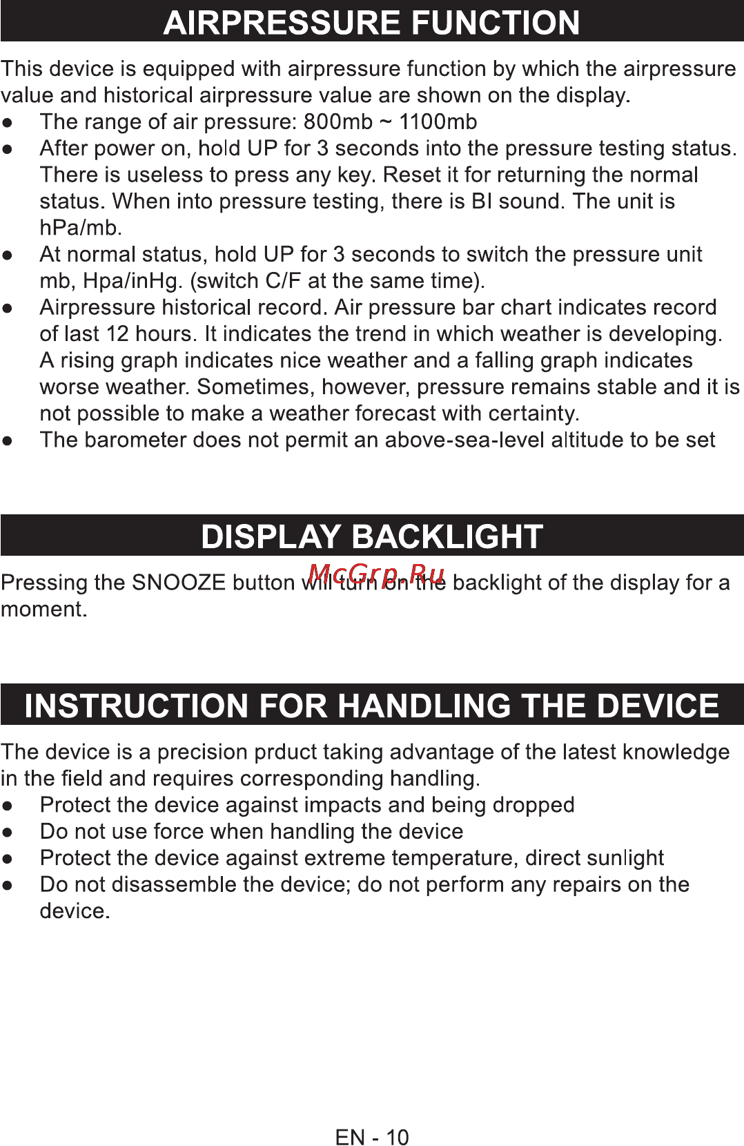 Sencor SWS 65 [12/16] Instruction for handling the device