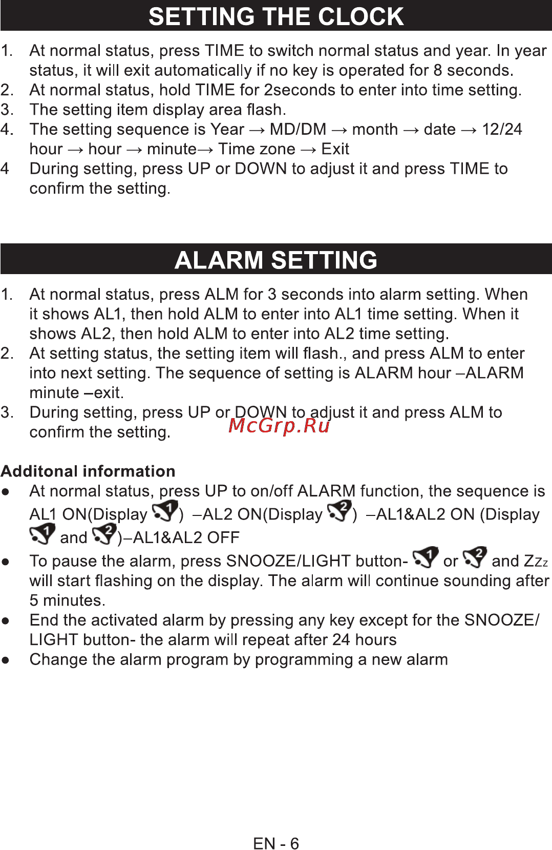 Sencor SWS 65 [8/16] Alarm setting