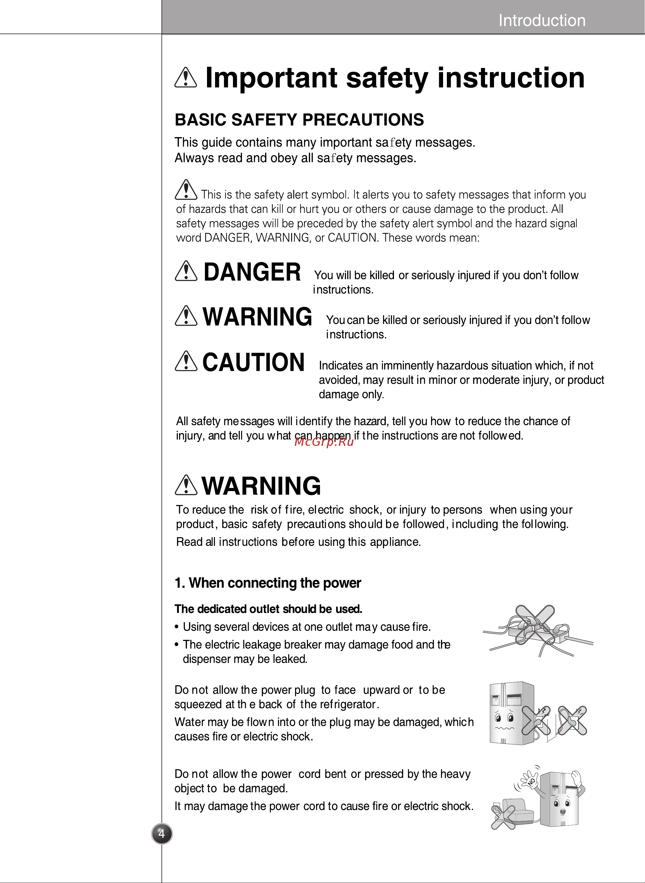LG GR-B207FLCA [4/71] Danger