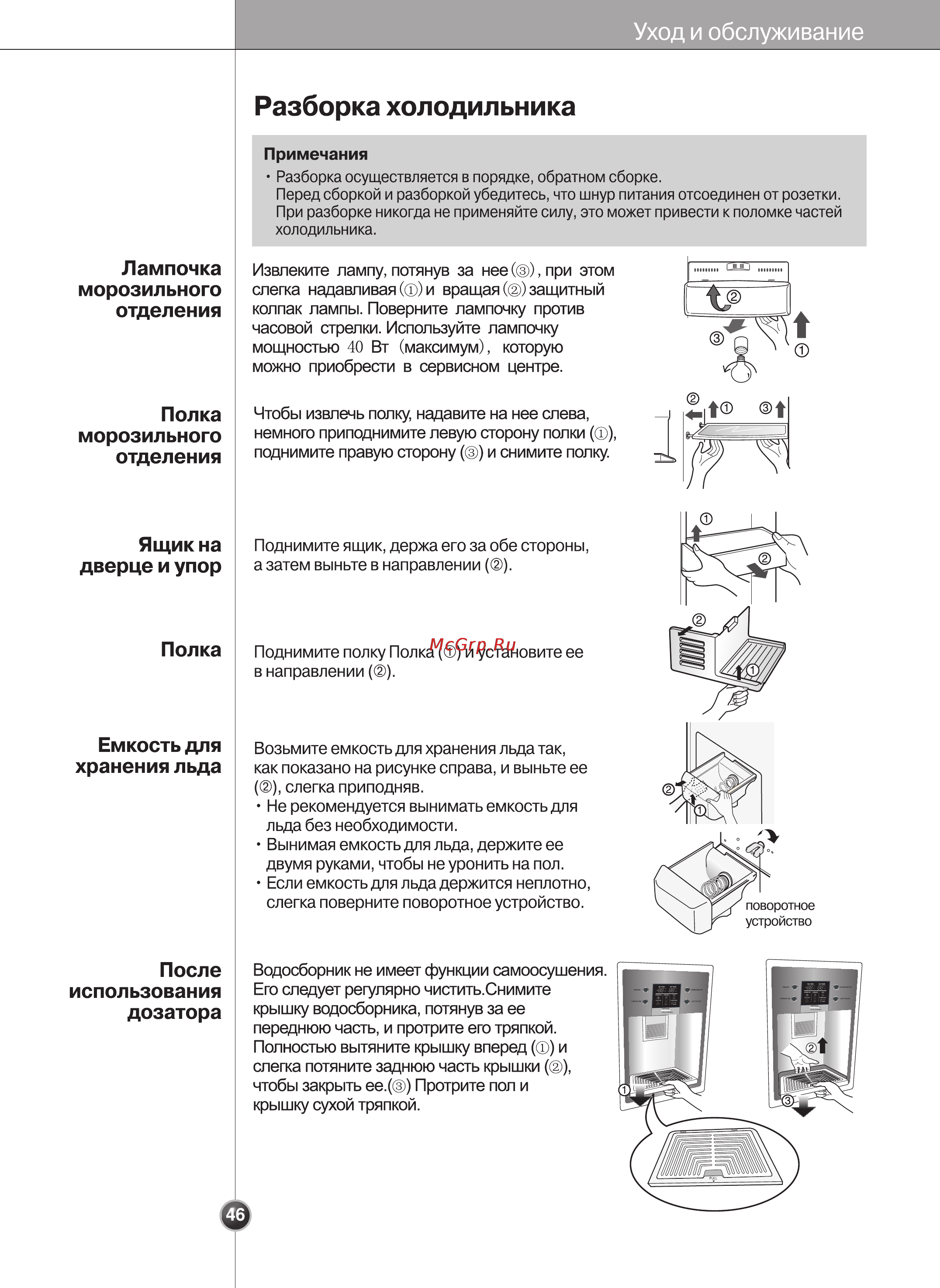 LG GR-P207WVKA [46/80] Разборка холодильника