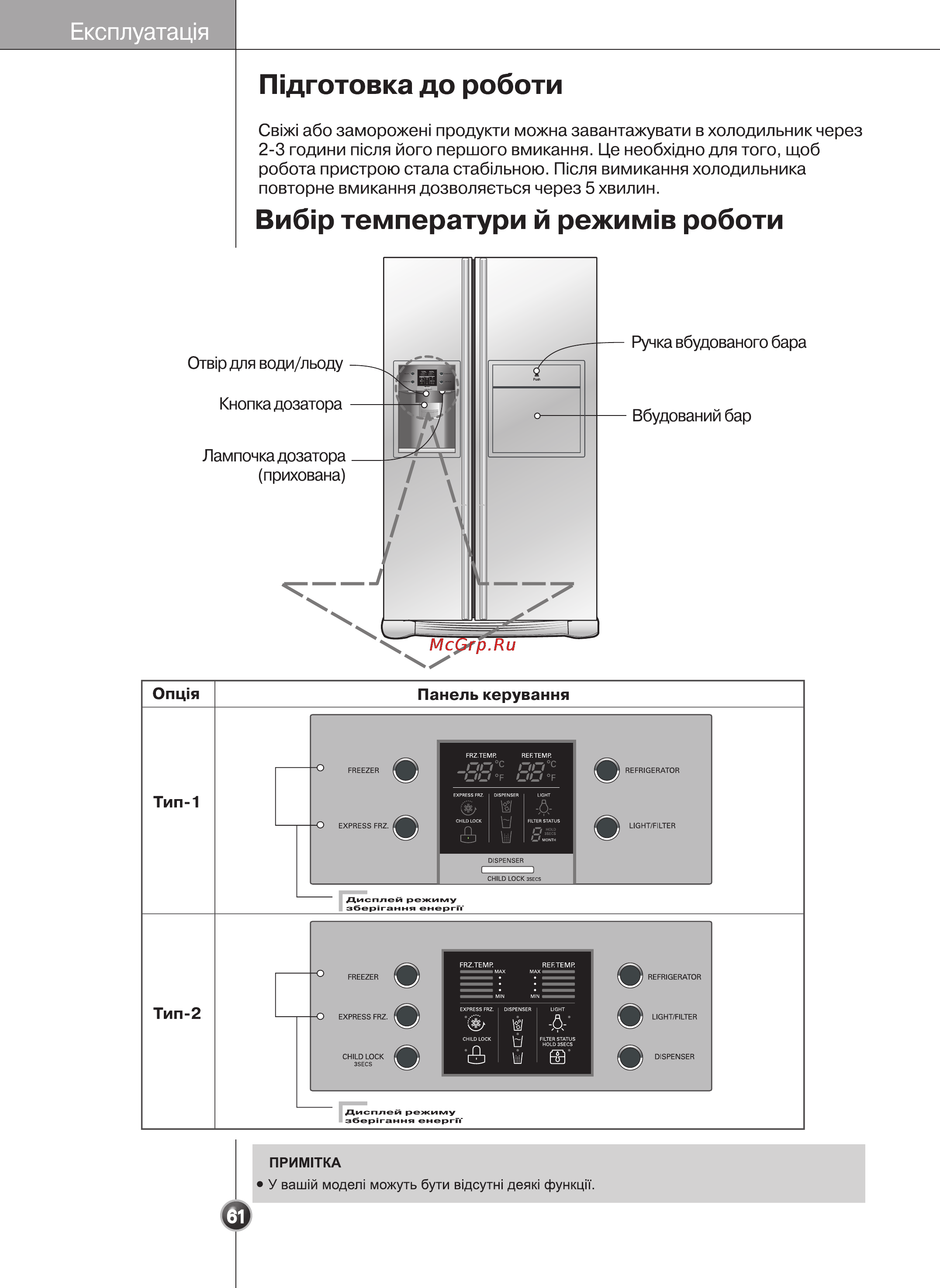 LG GR-P207WVKA [61/80] Виб р температури й режим в роботи
