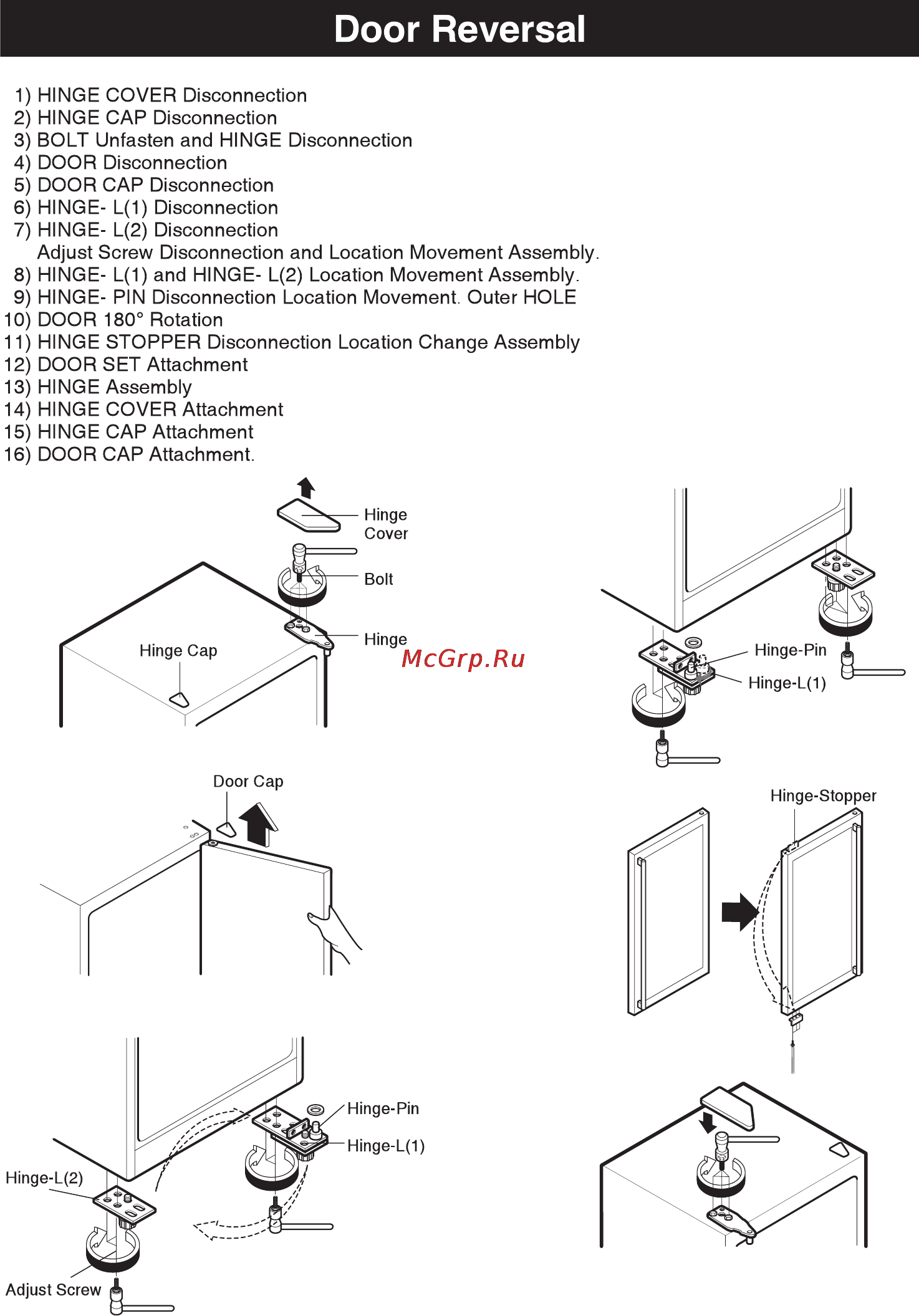 LG GR-W141BXG [10/62] Door reversal