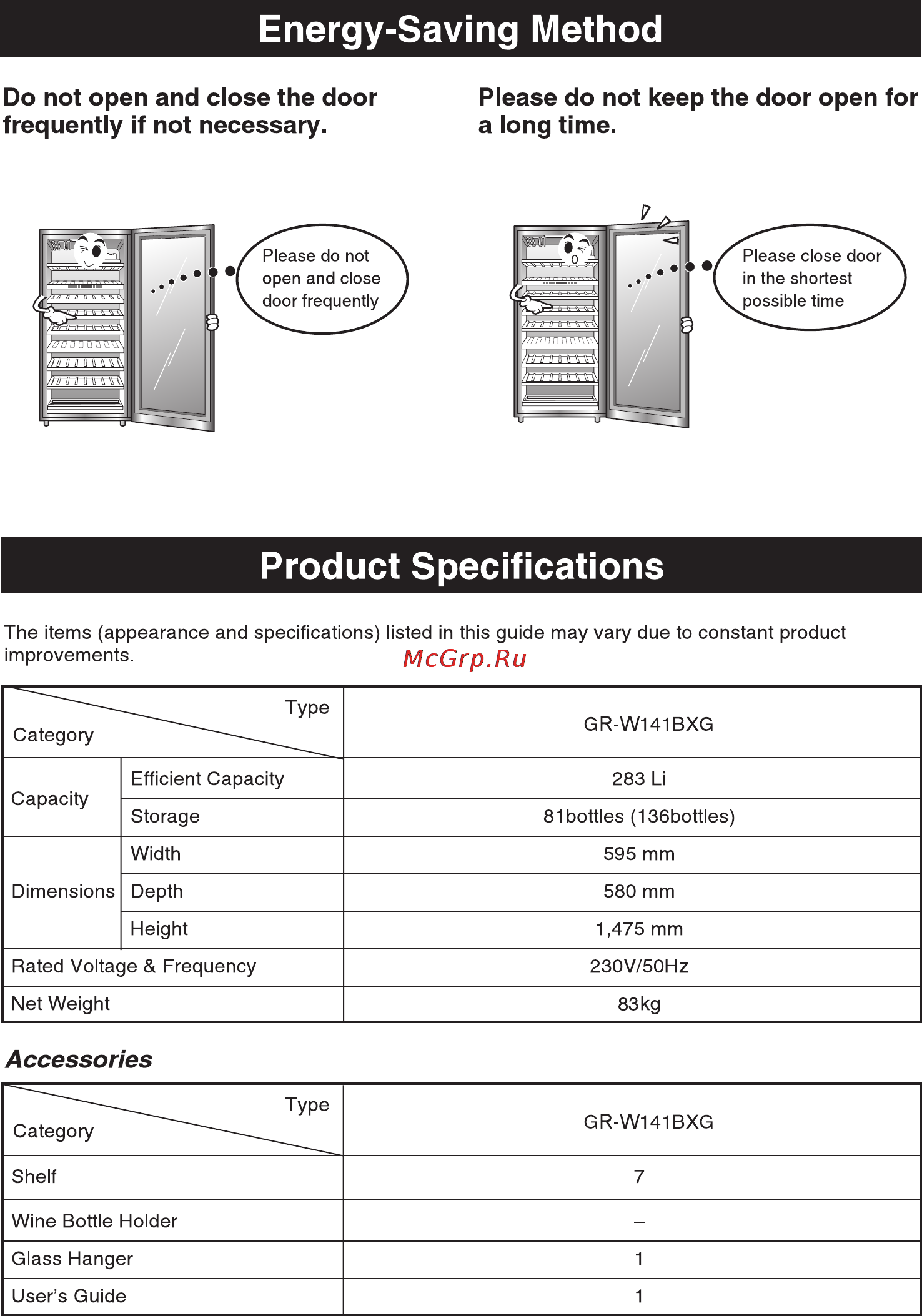 LG GR-W141BXG [21/62] Energy saving method
