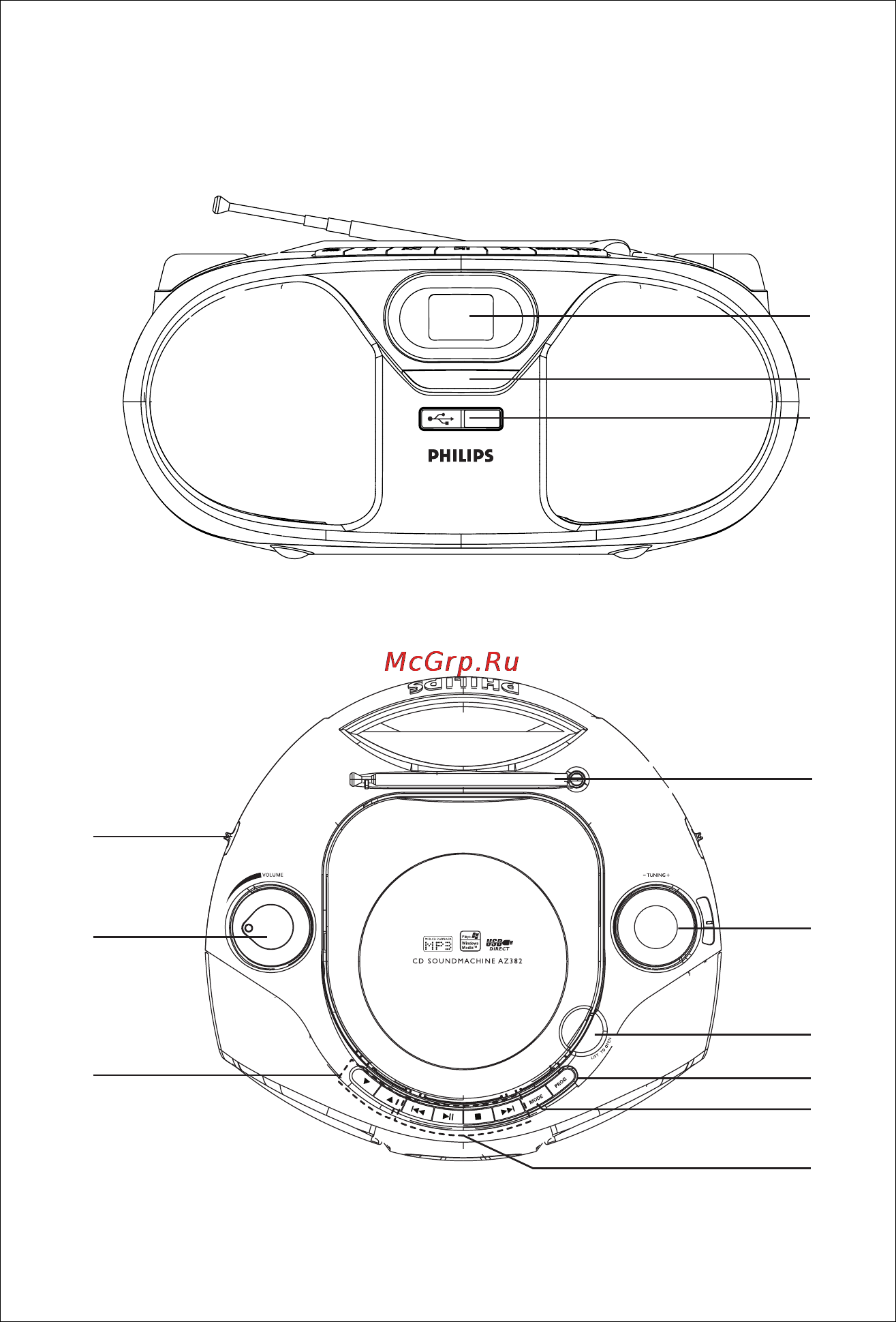 Philips AZ382 Инструкция по эксплуатации онлайн [2/18] 88269
