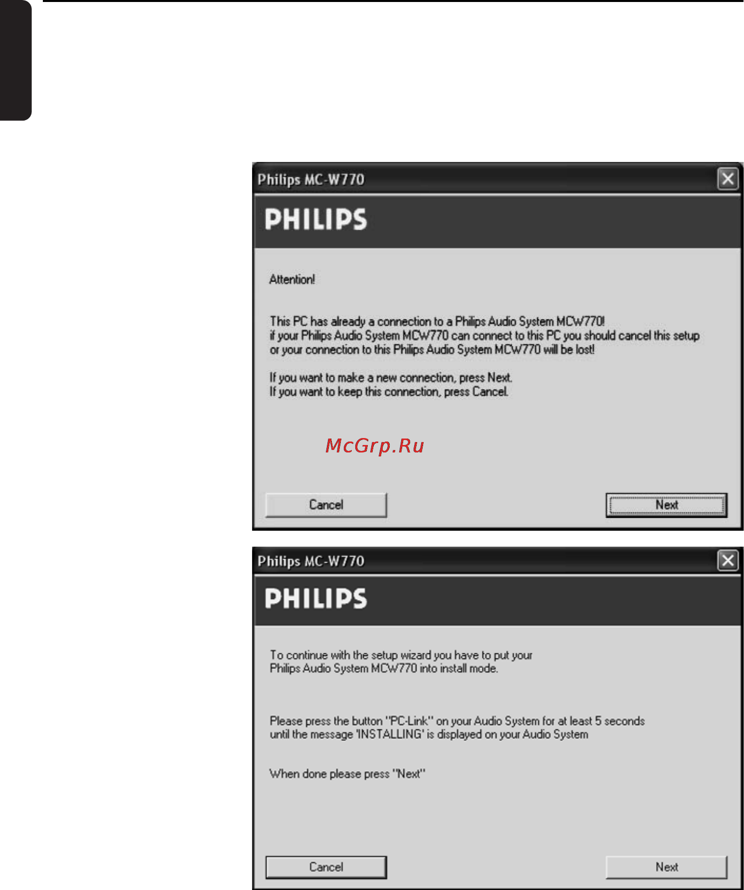 Philips MCW770 [12/60] Беспроволочная компьютерная цепь