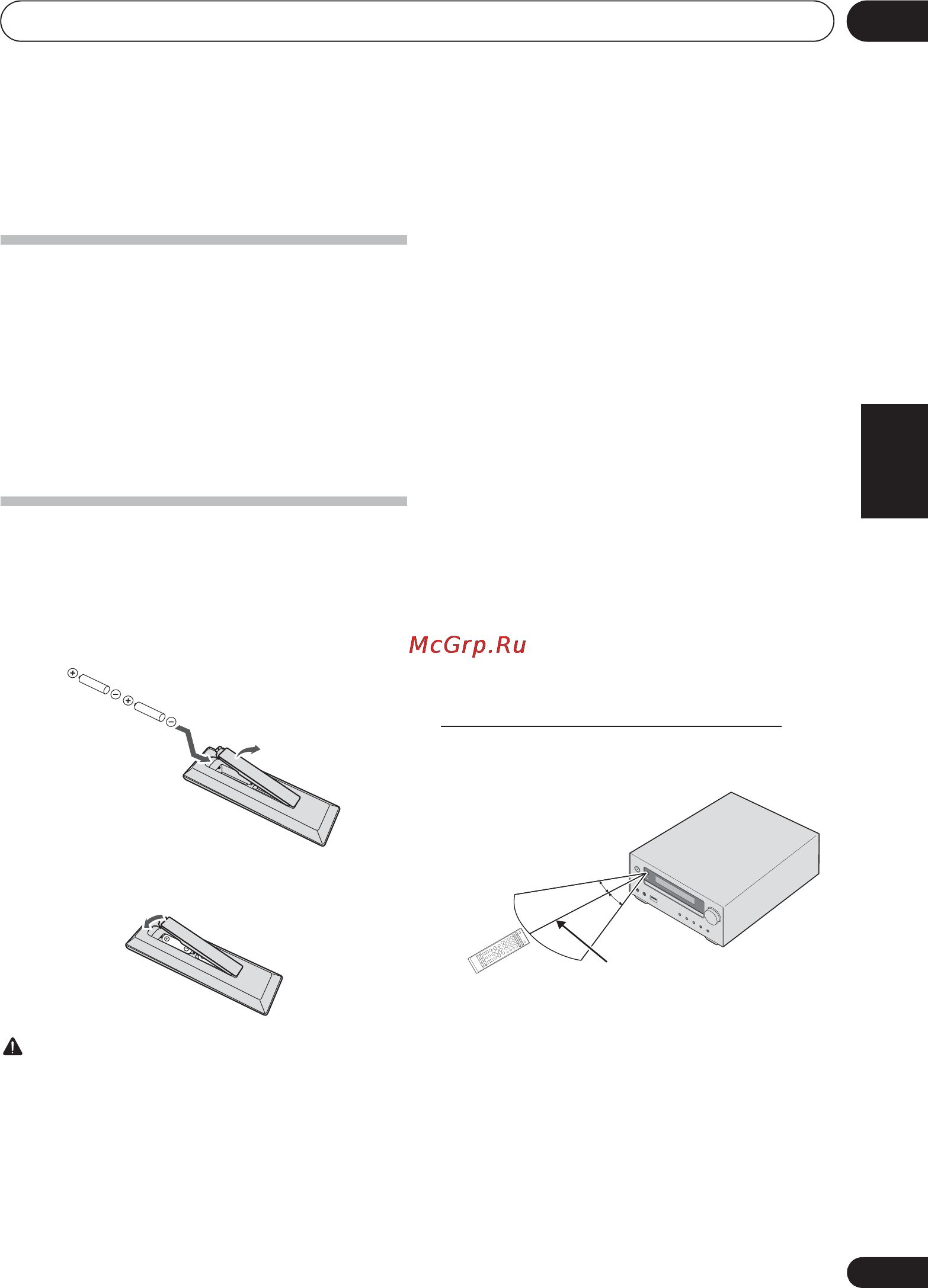 Pioneer X-HM51-K [77/256] Öffnen sie den batteriefachdeckel an der rückseite und legen sie die batterien wie in der nachstehenden abbildung gezeigt in das batteriefach ein