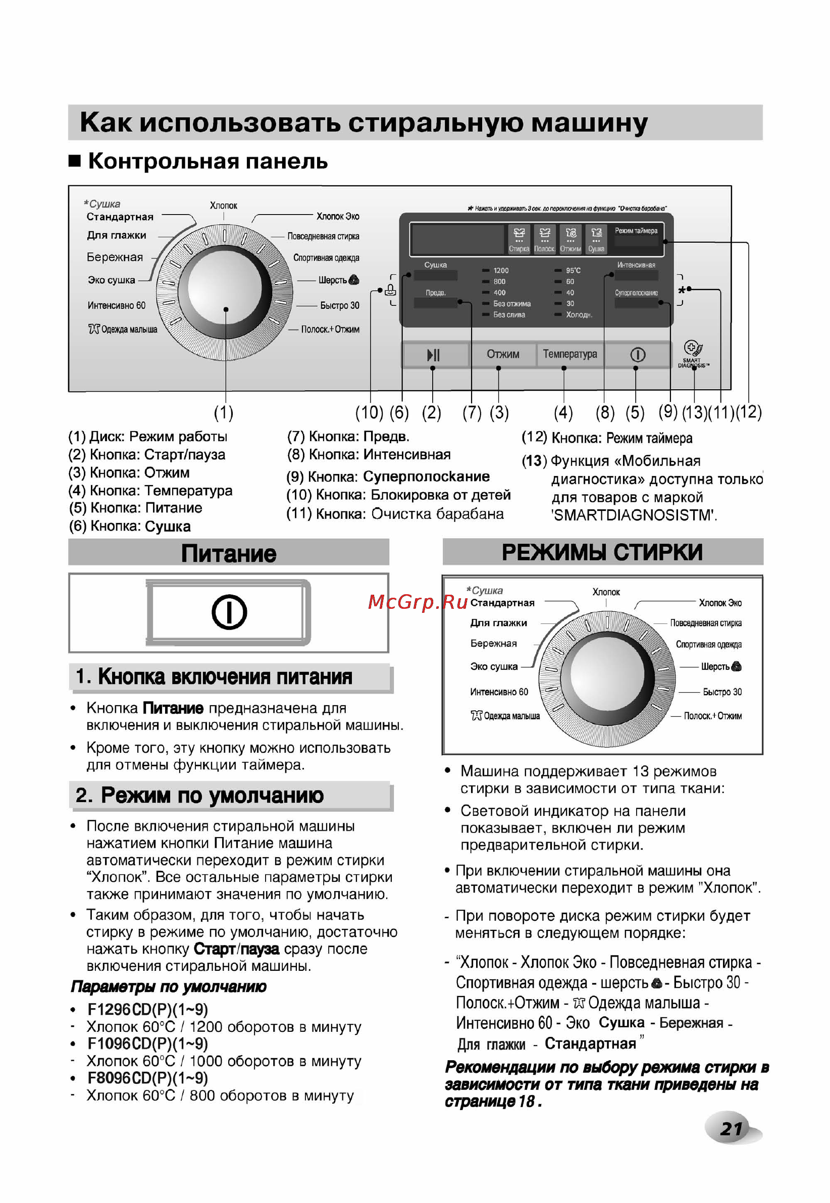 LG F1296CDP3 [21/40] Как использовать стиральную машину