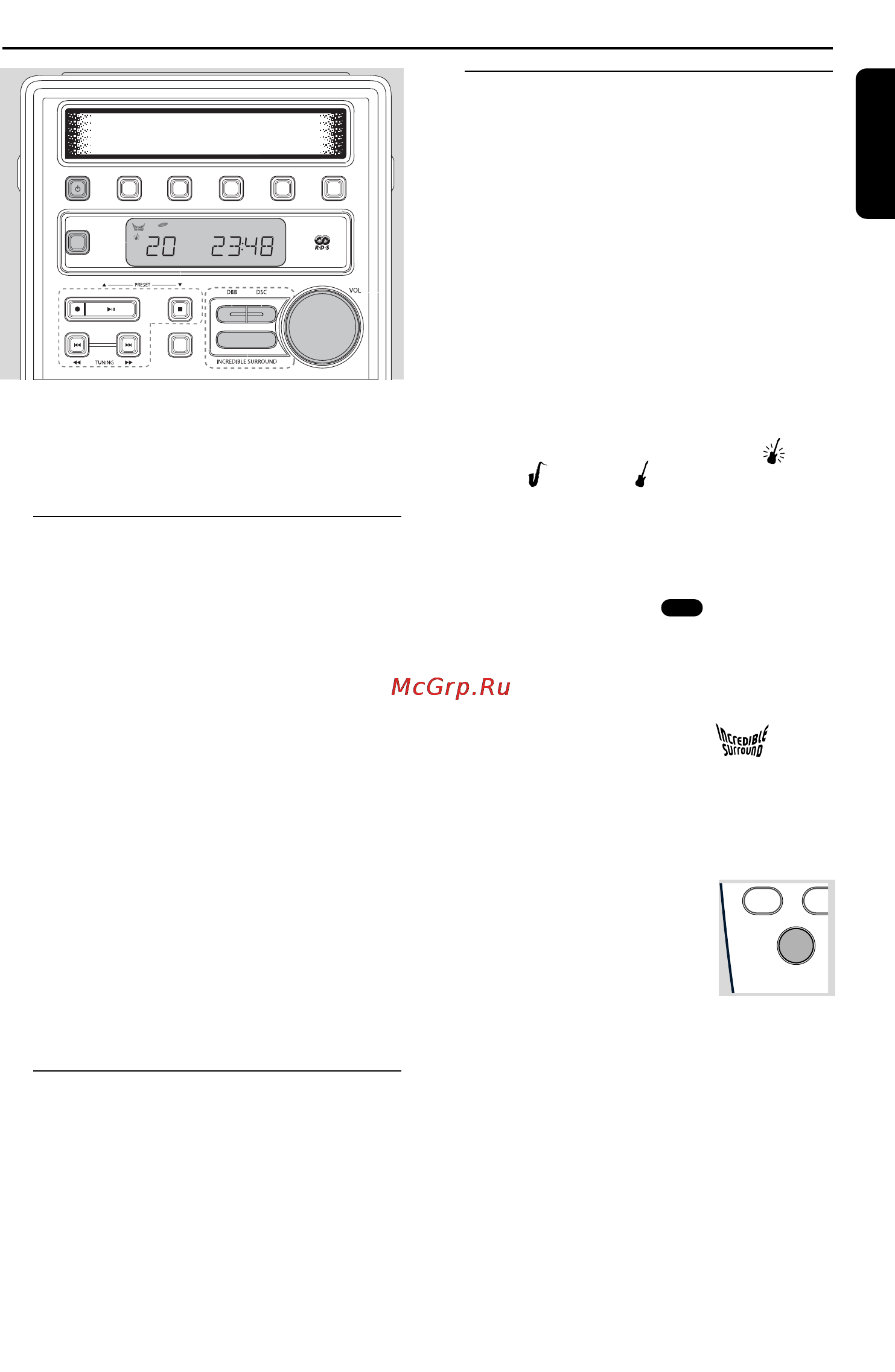 Philips MC-220 [11/22] Основные функции