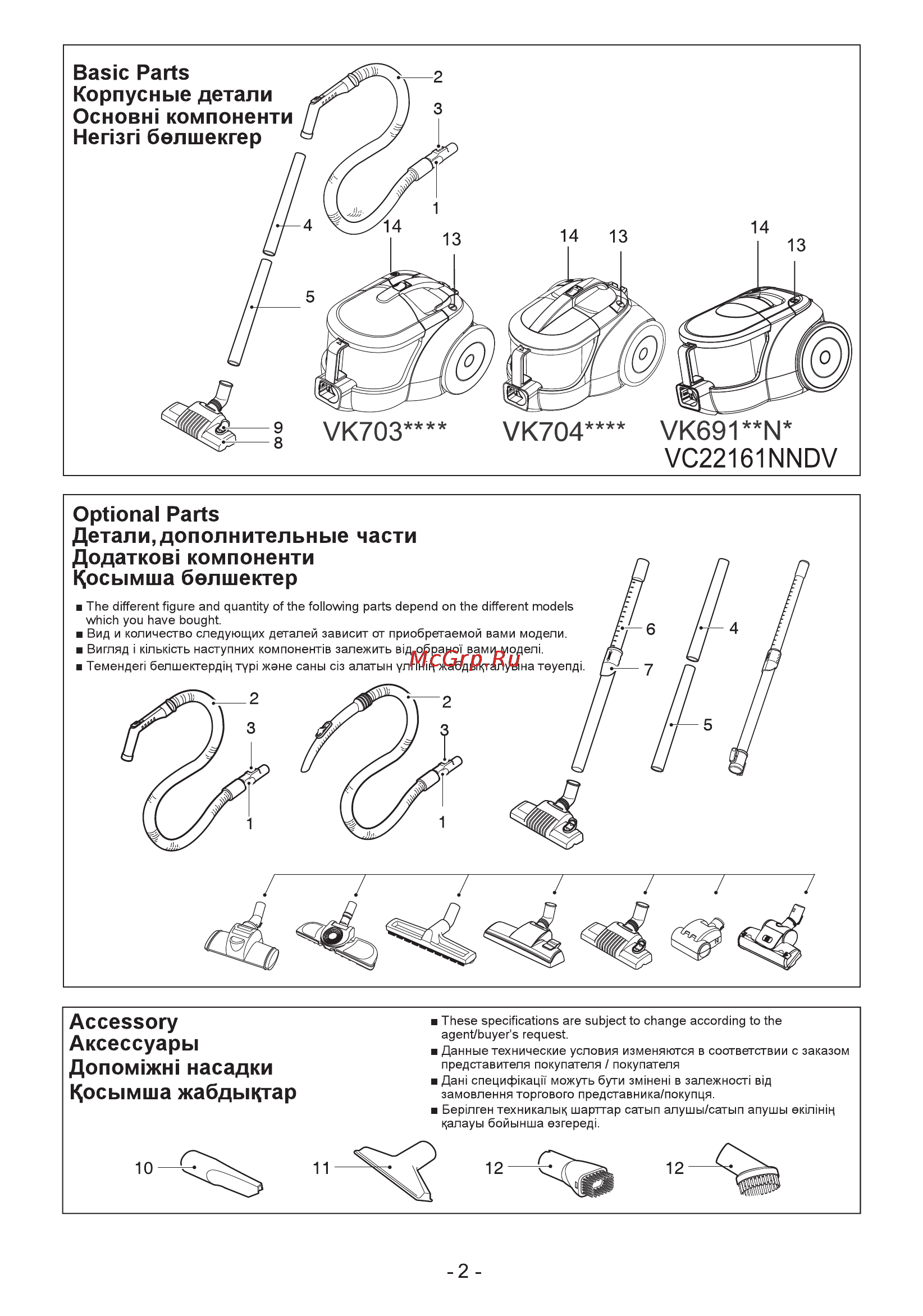 LG VC22161NNDV [3/14] Accessory аксессуары допом1жн насадки 1 осымша жабдыктар