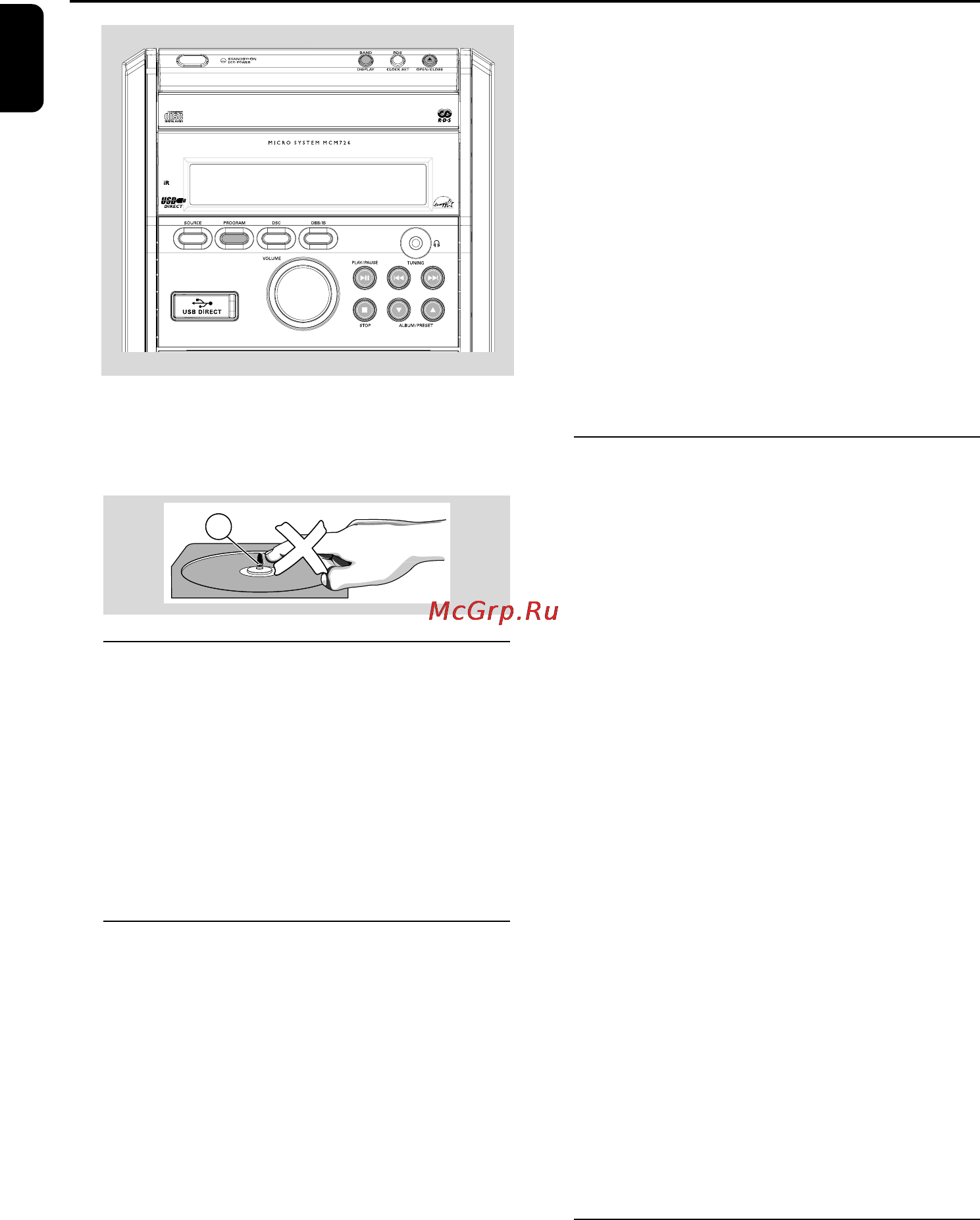 Philips MCM726 [14/26] Работа с cd mp3