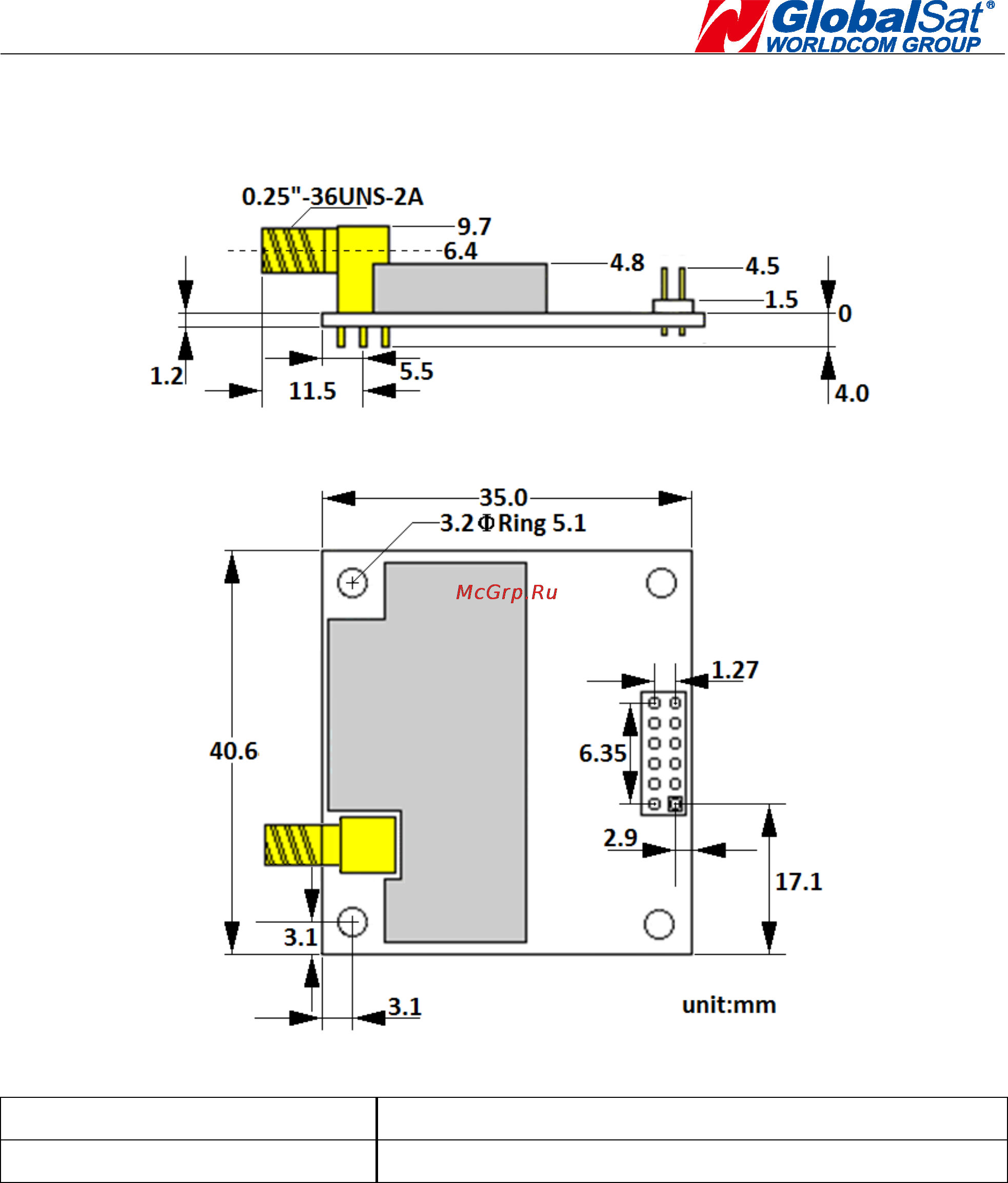 Globalsat MR-332 [6/8] Package dimensions