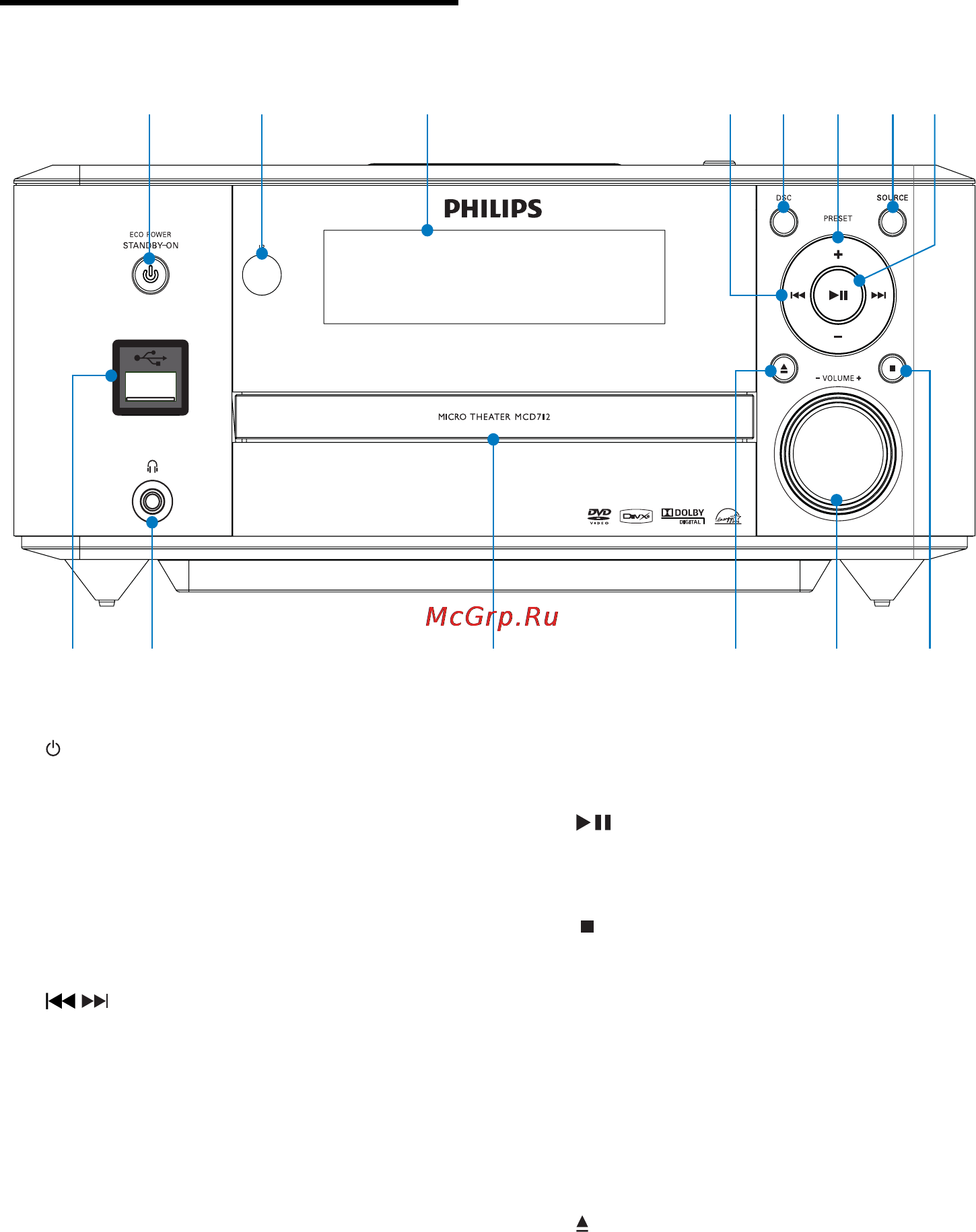Philips MCD712 [143/277] Opis urz dzenia