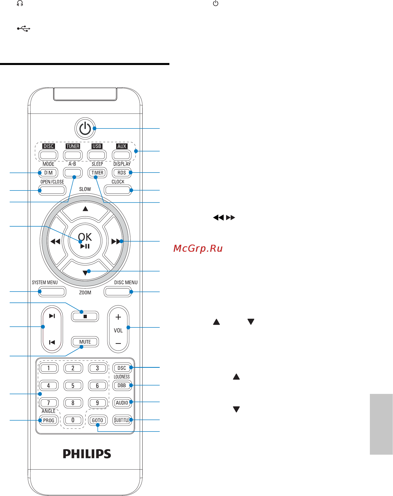 Philips MCD712 [212/277] Описание пульта ду