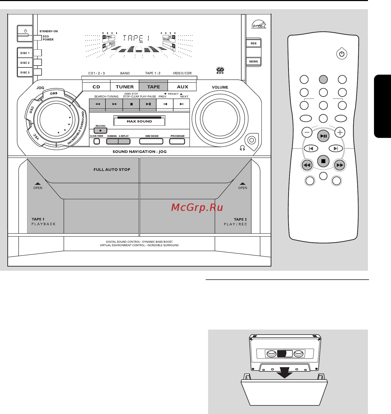 Philips FW-C390 [20/29] Работа магнитофона запись