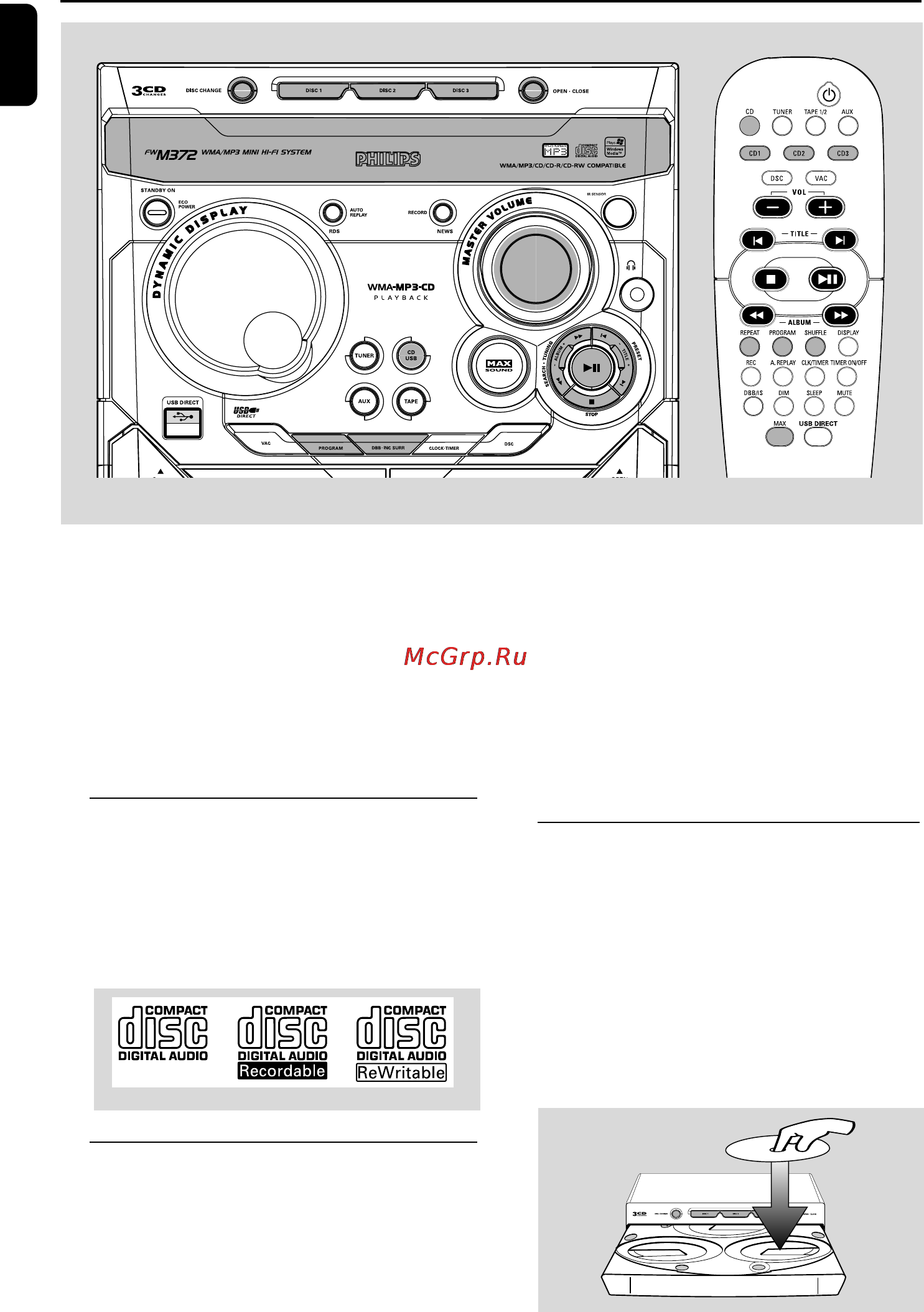 Philips FWM572 [16/32] Работа cd mp3