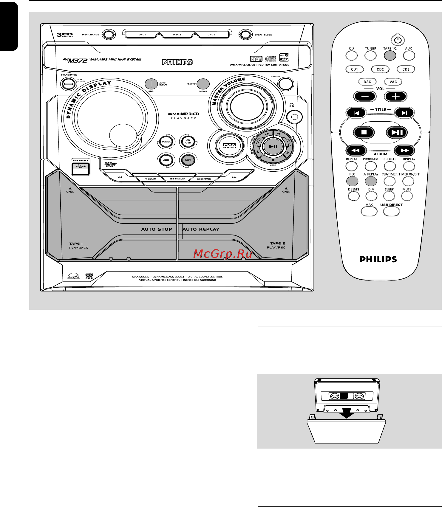 Philips FWM372 [22/32] Работа магнитофона запись