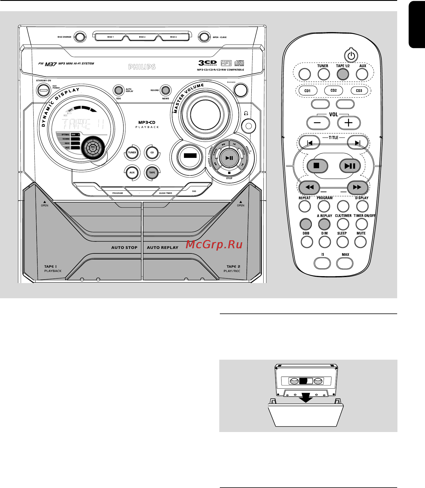 Philips FWM37 [21/29] Работа магнитофона запись