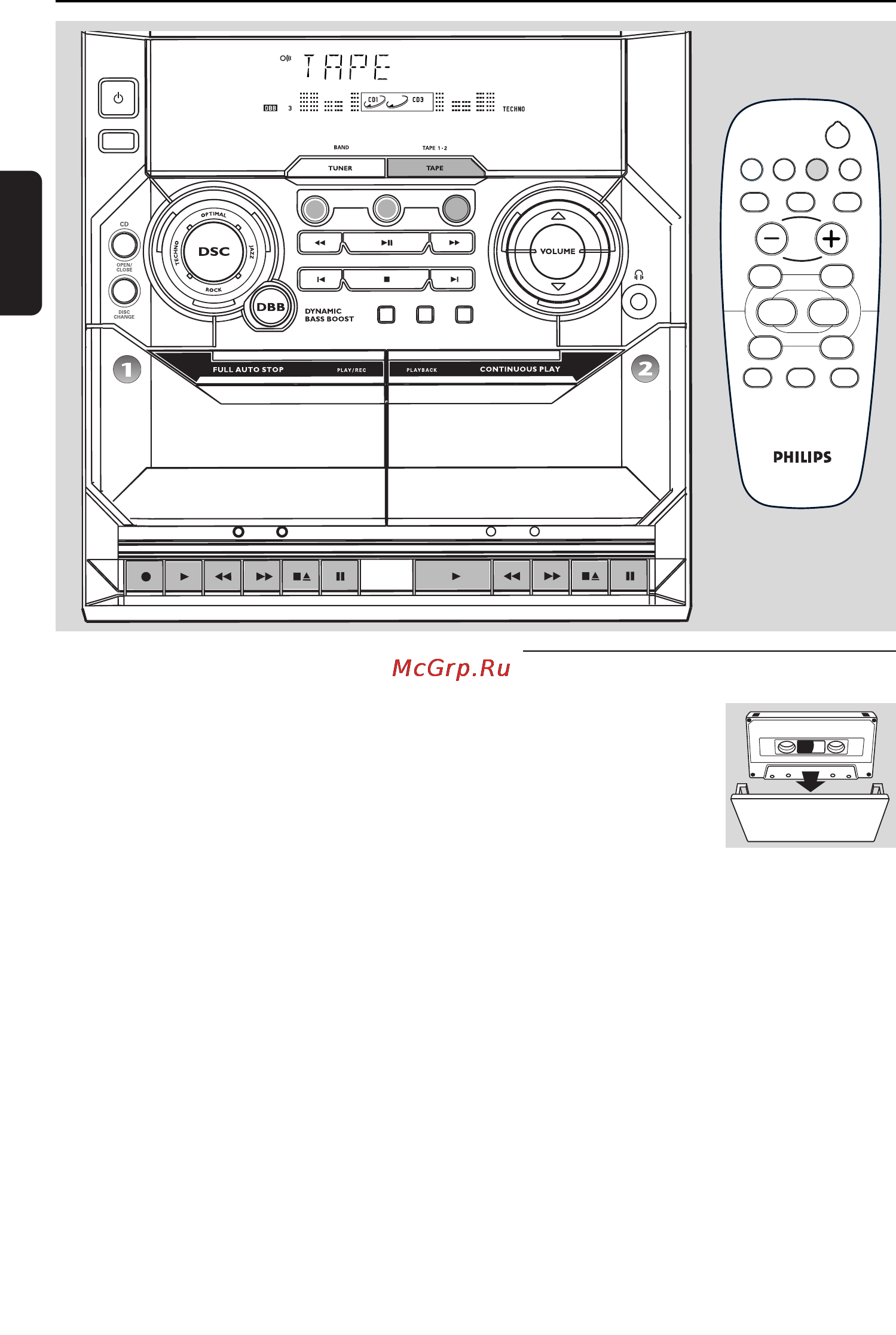 Philips FWC170 [20/30] Работа магнитофона запись