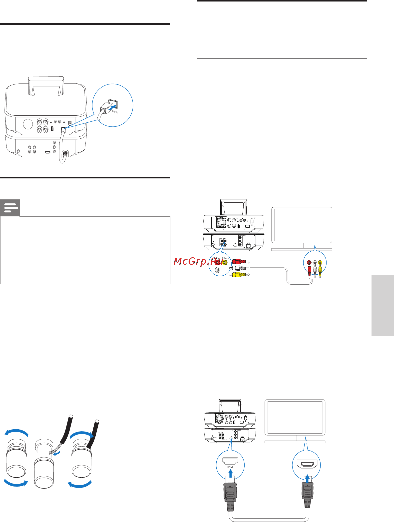 Philips MCD900 [13/33] Подключение основного устройства и системы cd dvd