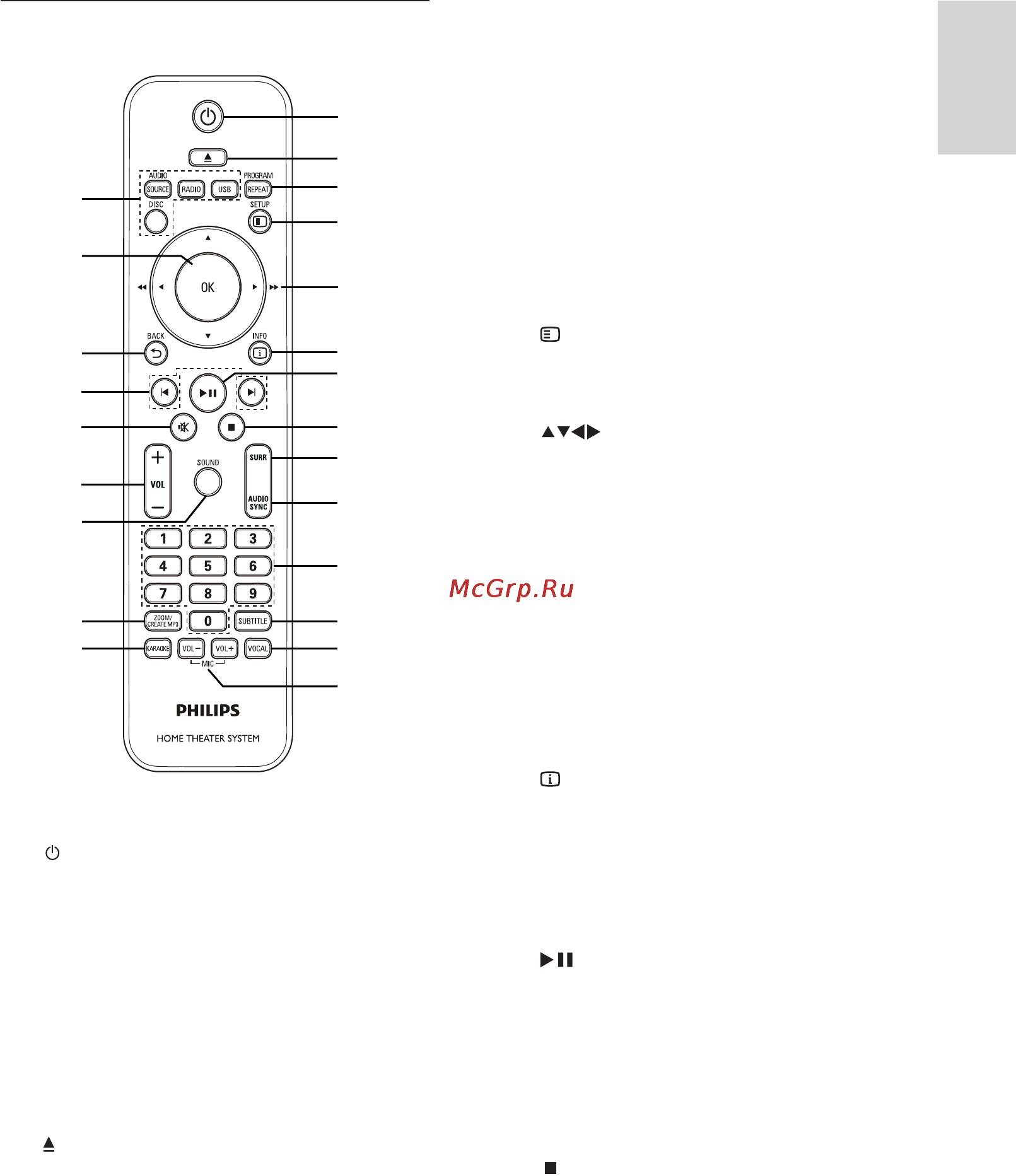 Philips HTS3274 [10/56] Пульт дистанционного управления