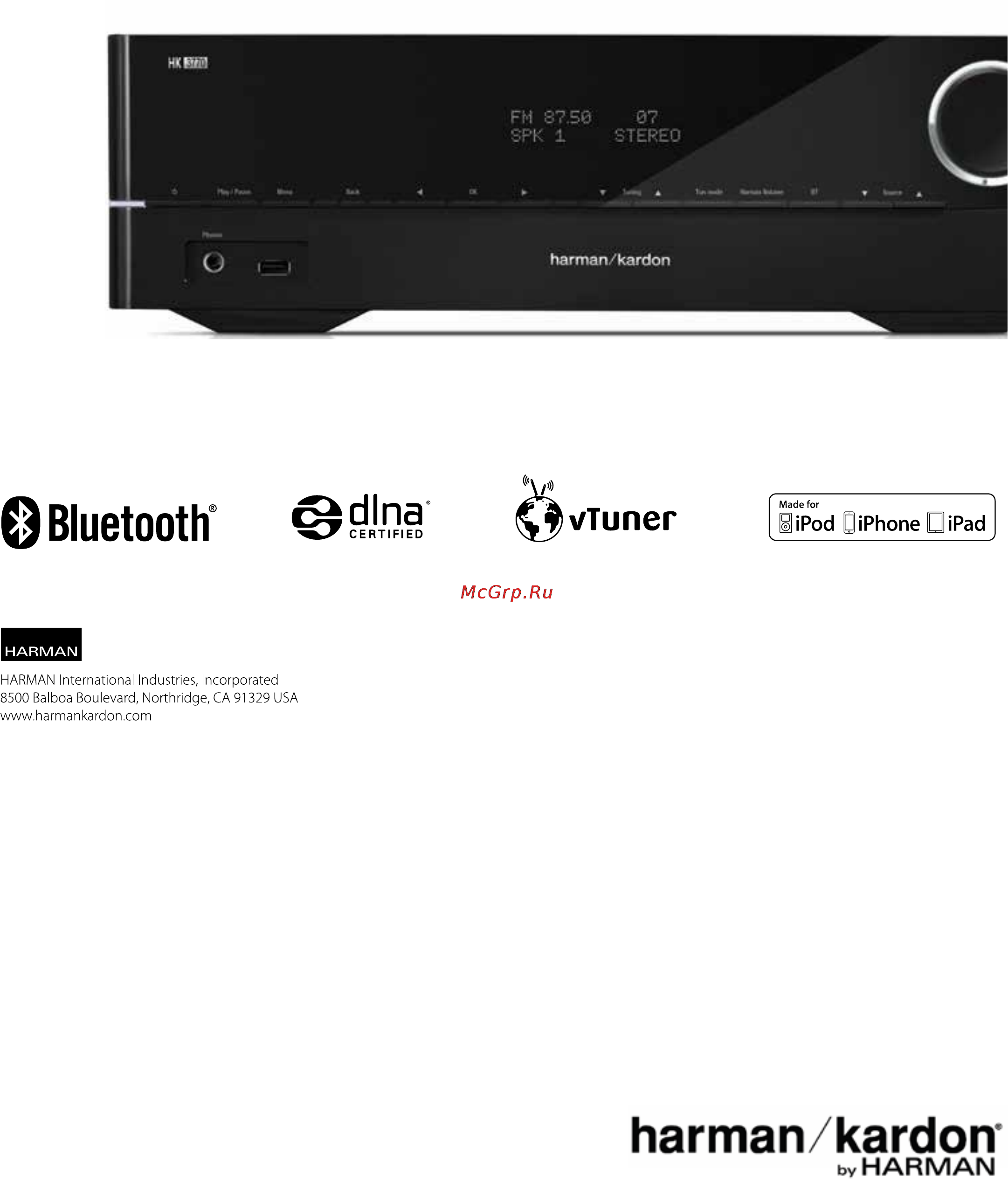 Harman/Kardon HK 3700 Инструкция по эксплуатации онлайн [20/20] 88787