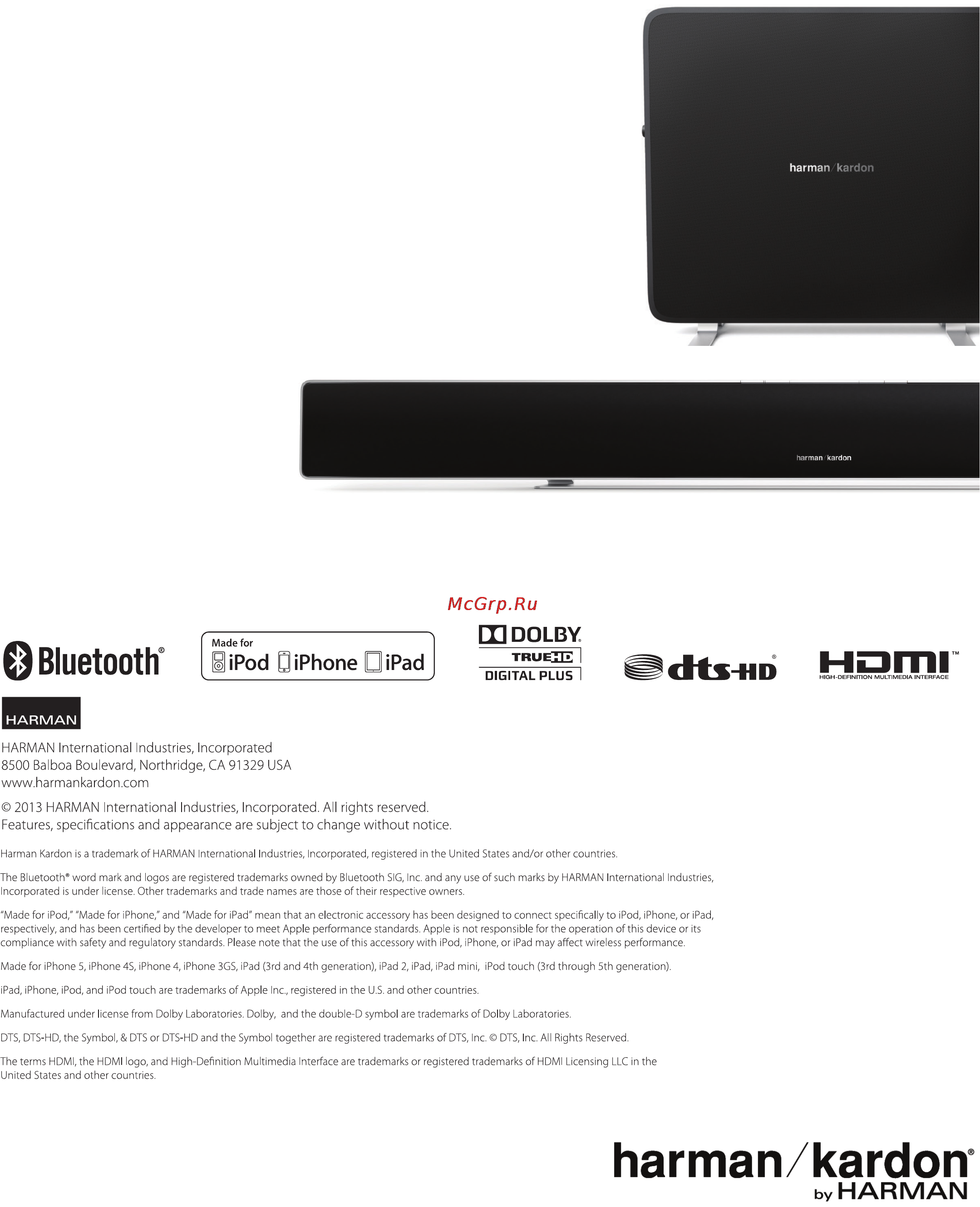 Harman/Kardon SABRE SB 35 Инструкция по эксплуатации онлайн [16/16] 88825