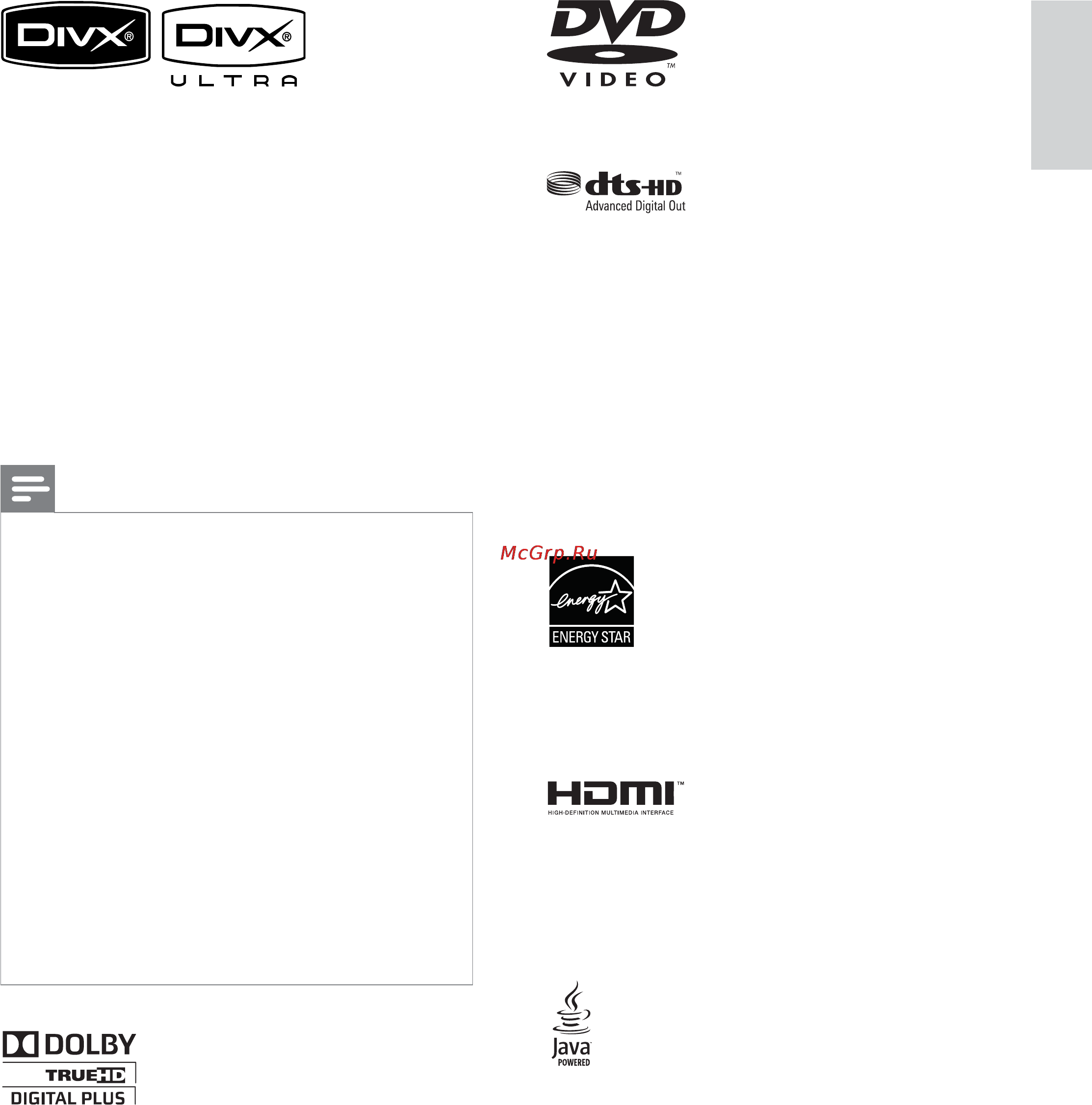 Philips SOUNDBAR HTS8161B [4/47] Нотг