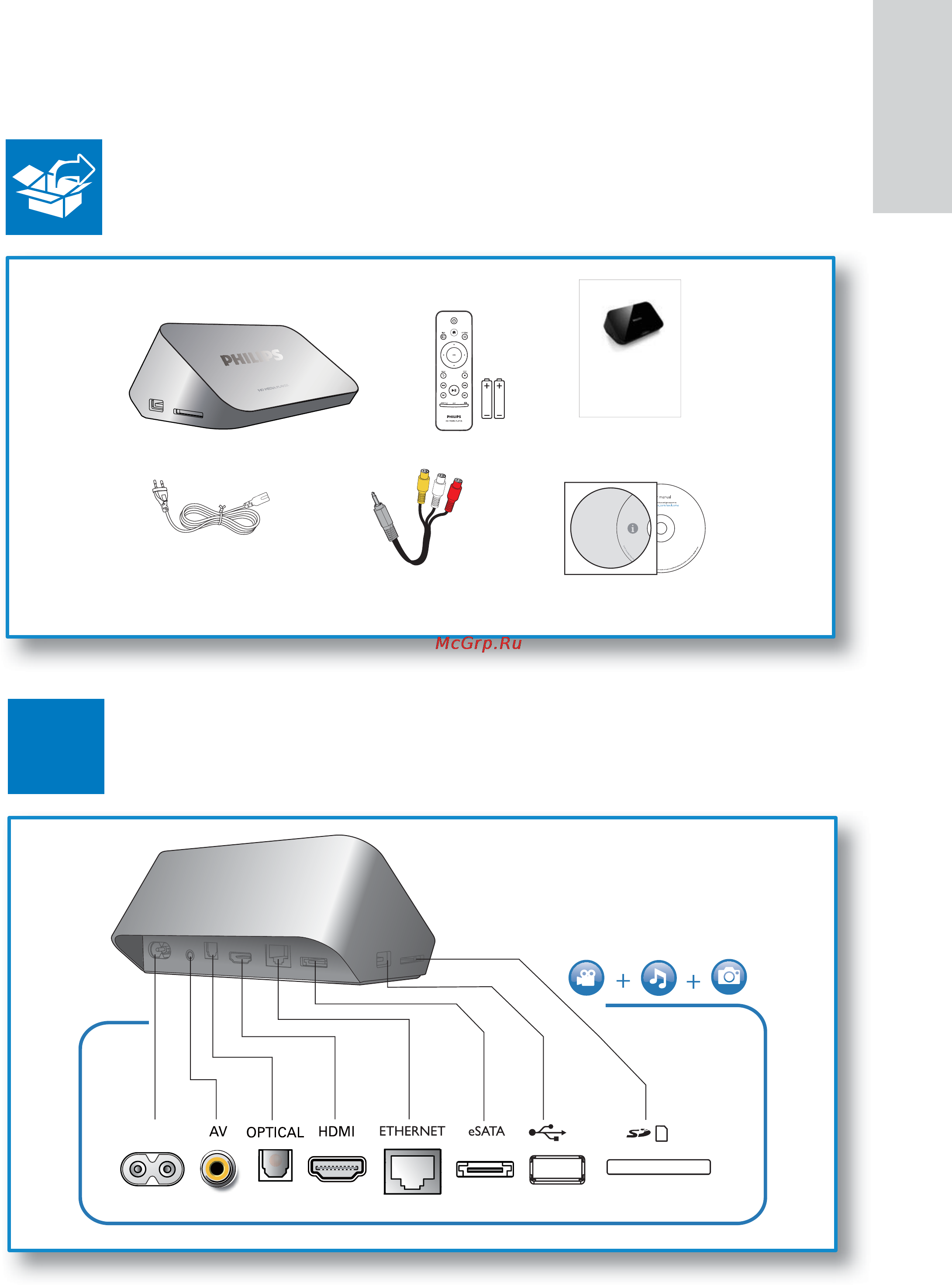 Philips HMP5000 [6/79] Подключение и начало работы