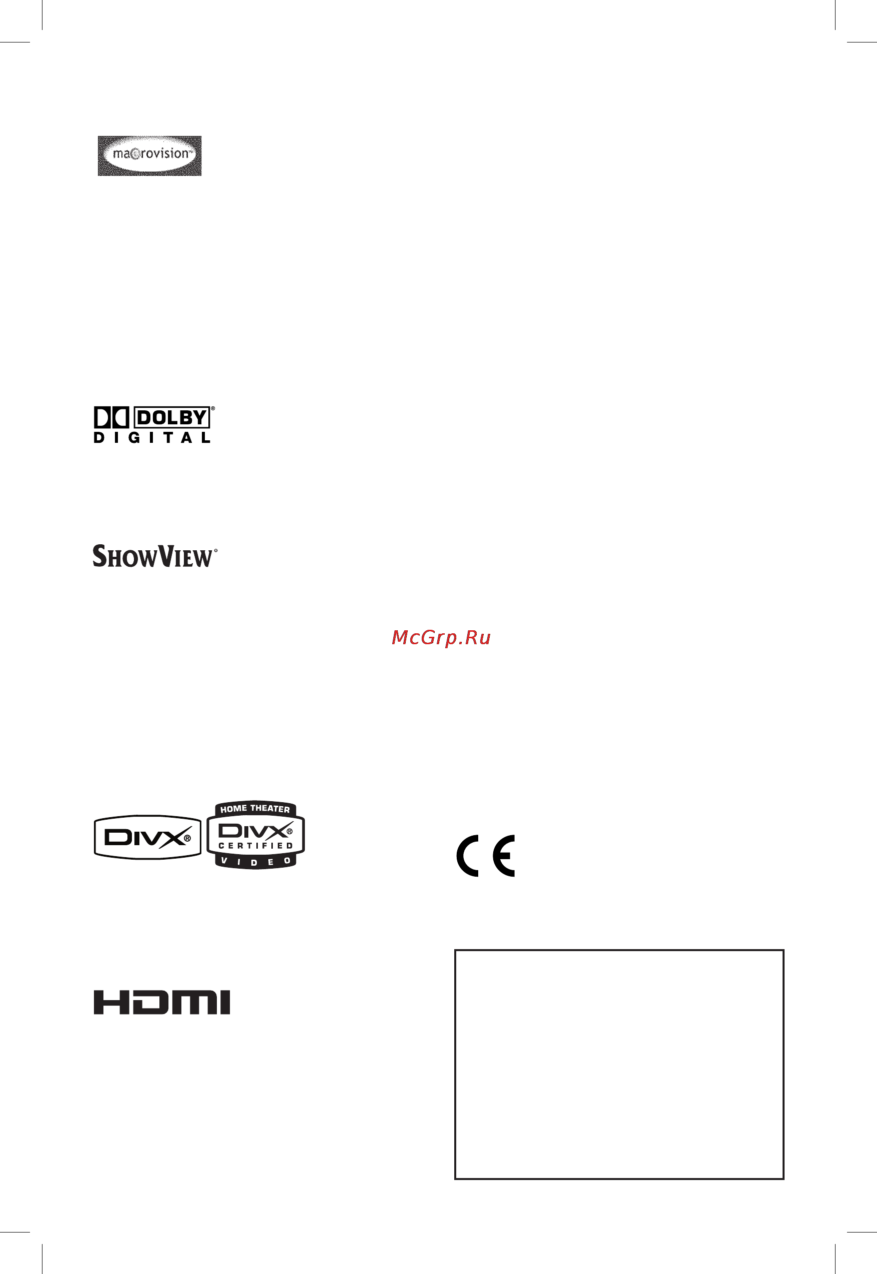 Philips DVDR3400 [5/78] This product complies with the radio interference requirements of the european community this product complies with the requirements of the following directives and guidelines 73 23 eec 89 336 eec 93 68 eec