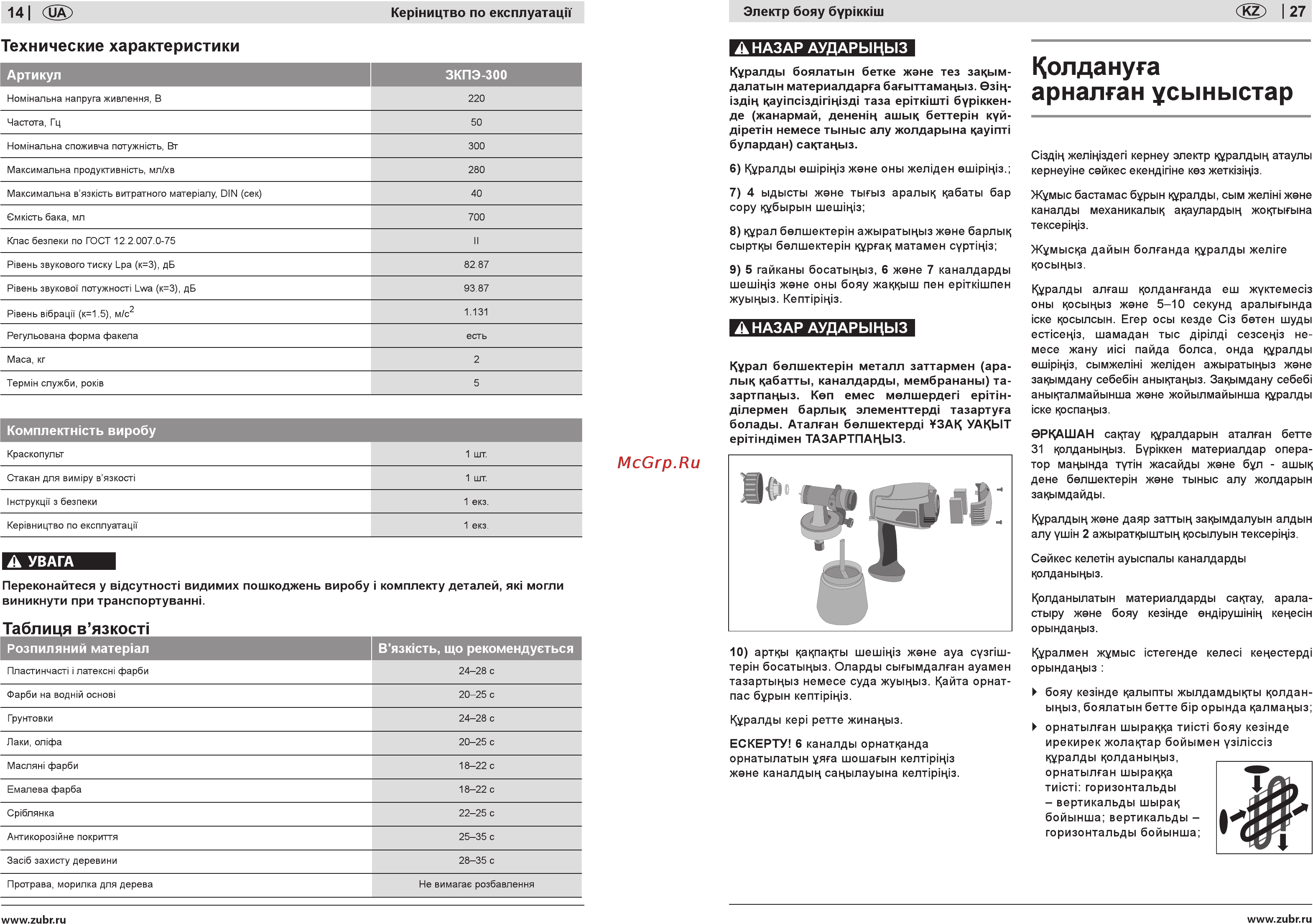 Зубр ЗКПЭ-300 [14/20] Кол да нуга арналган усыныстар