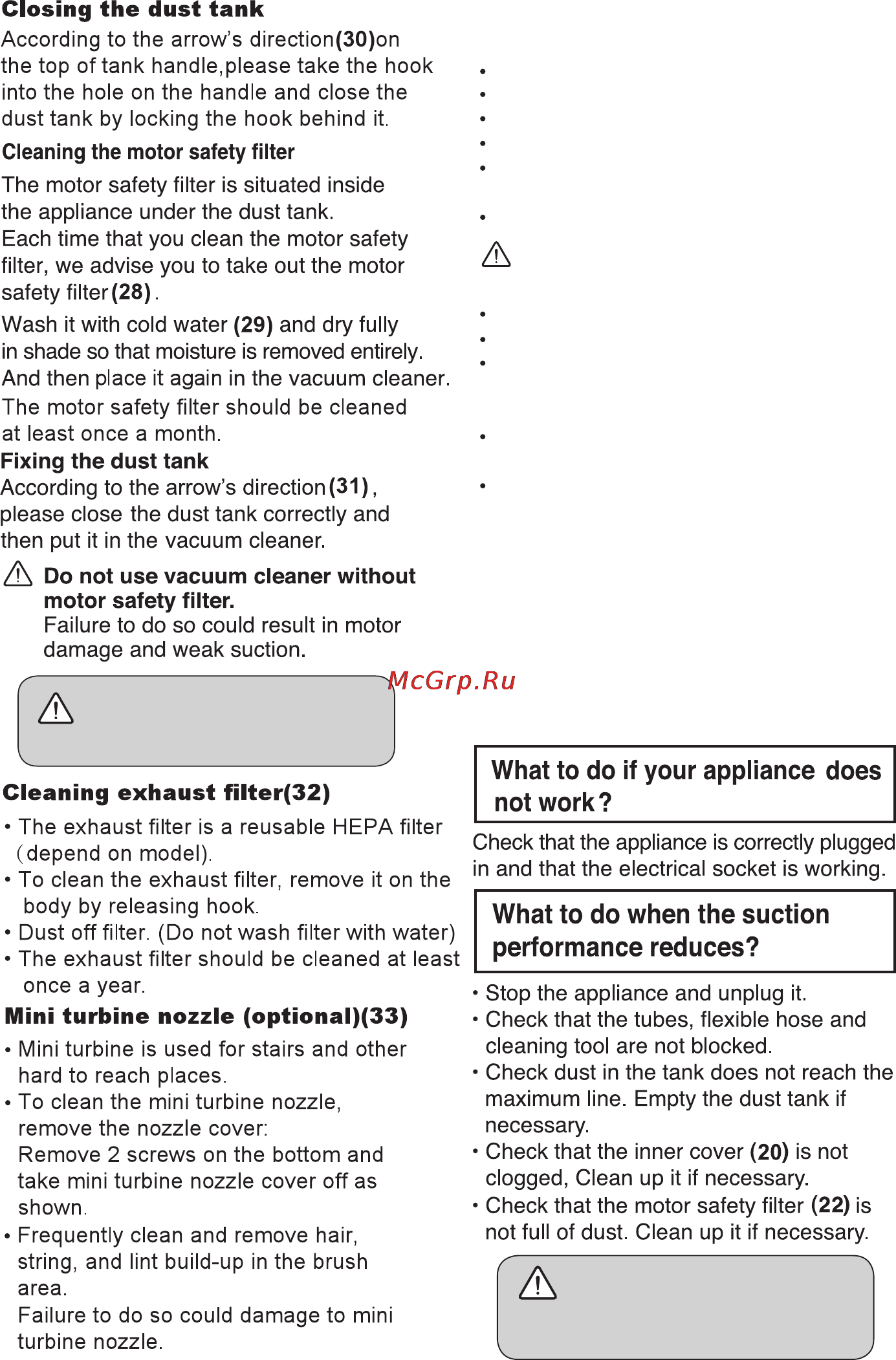 LG VC33205NHTB [24/34] Warning