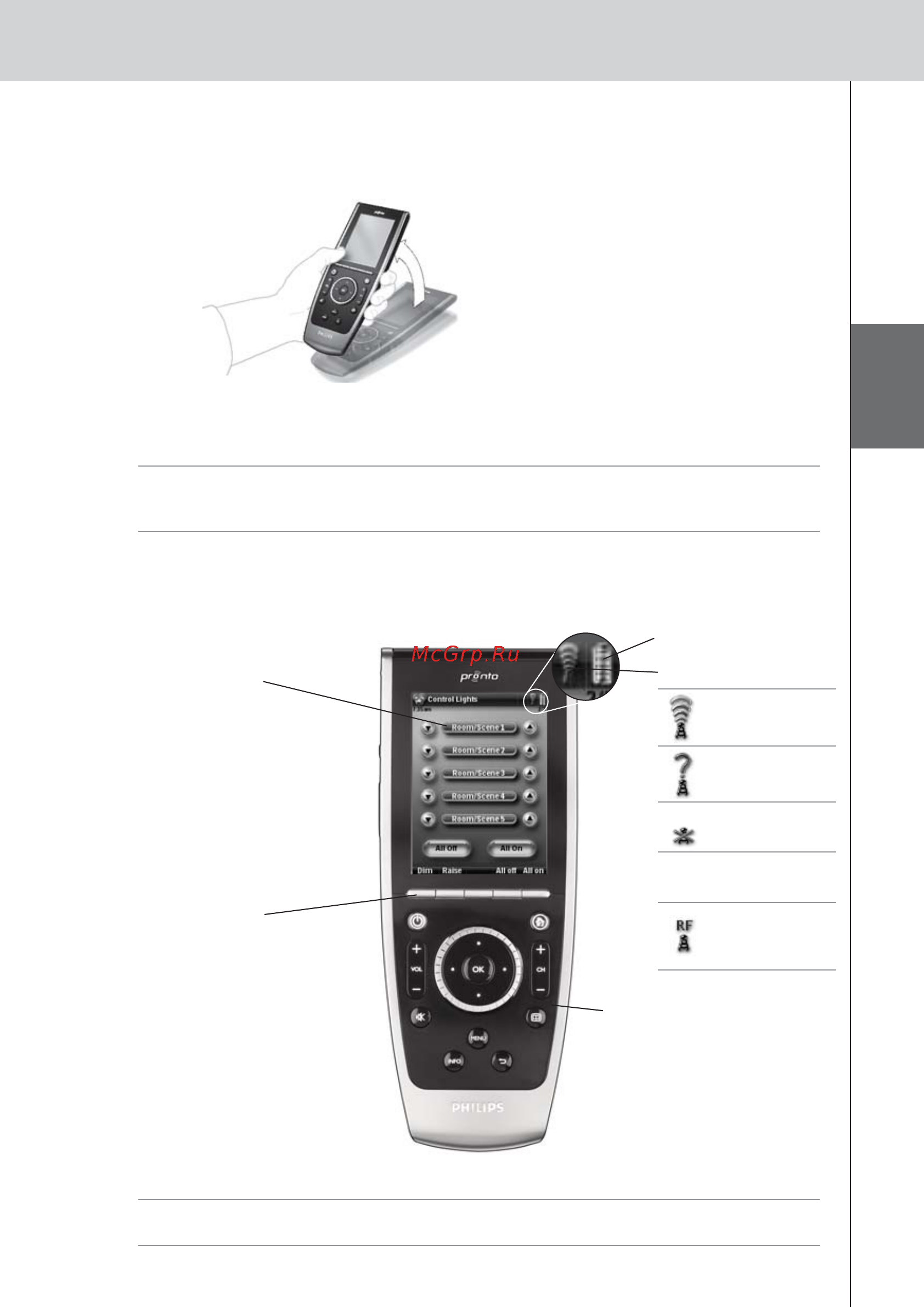 Philips TSU9400 [15/32] Het control panel bedienen