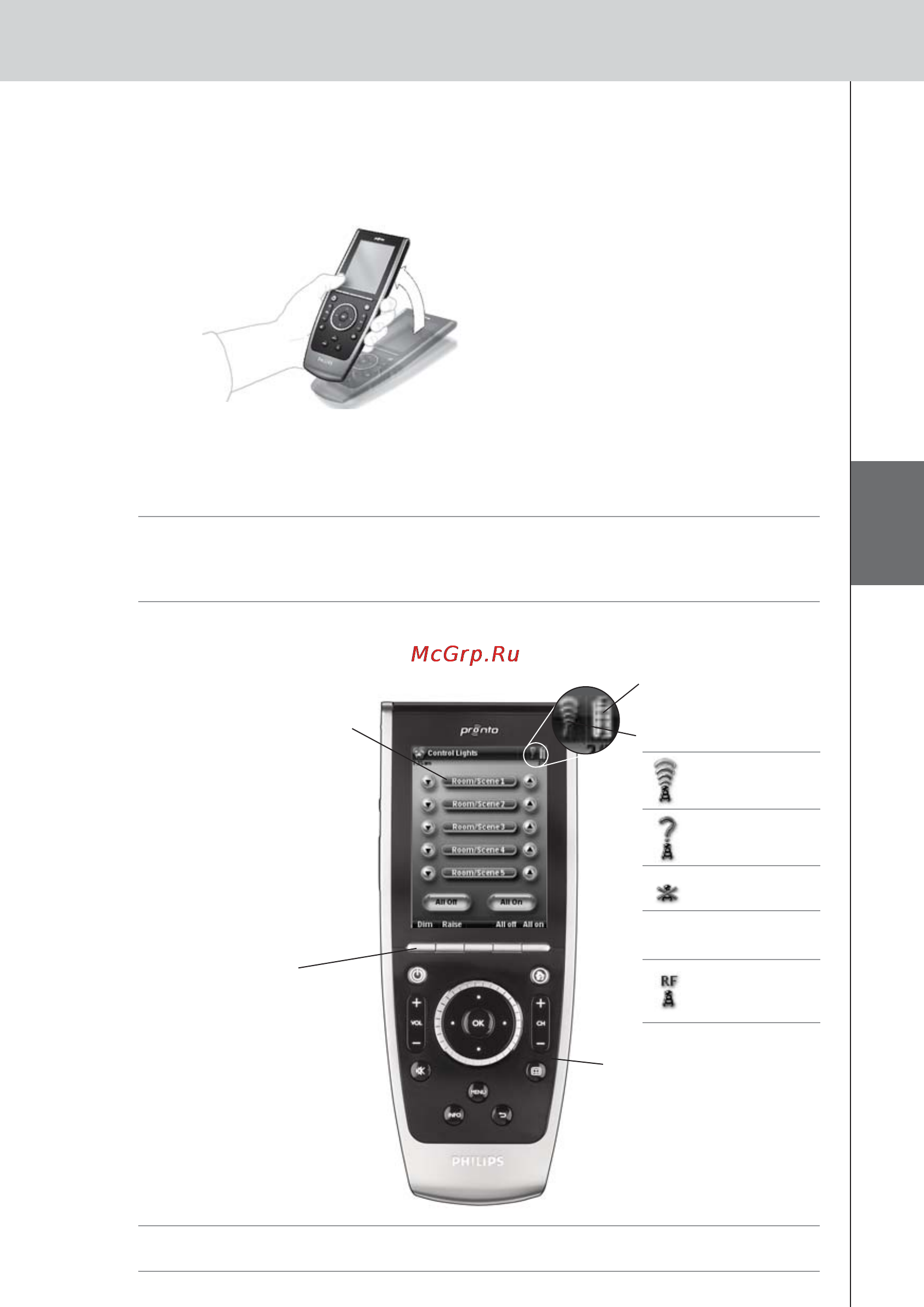 Philips TSU9400 [23/32] Действие пульта управления