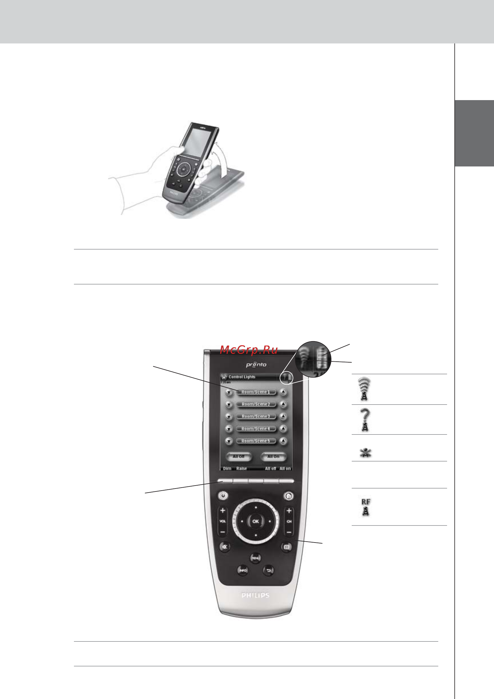 Philips TSU9400 [7/32] Das control panel bedienen