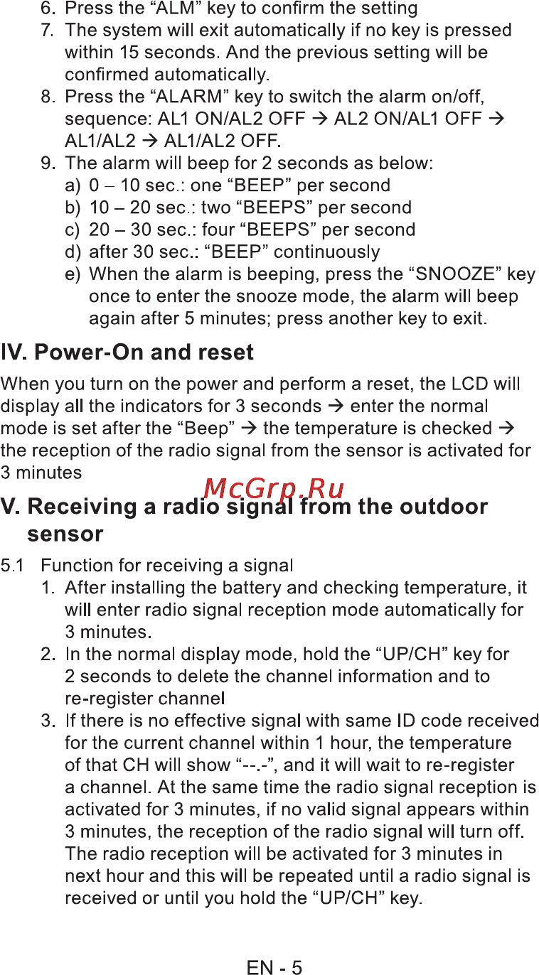 Sencor SWS 21 BU [4/6] Iv power on and reset