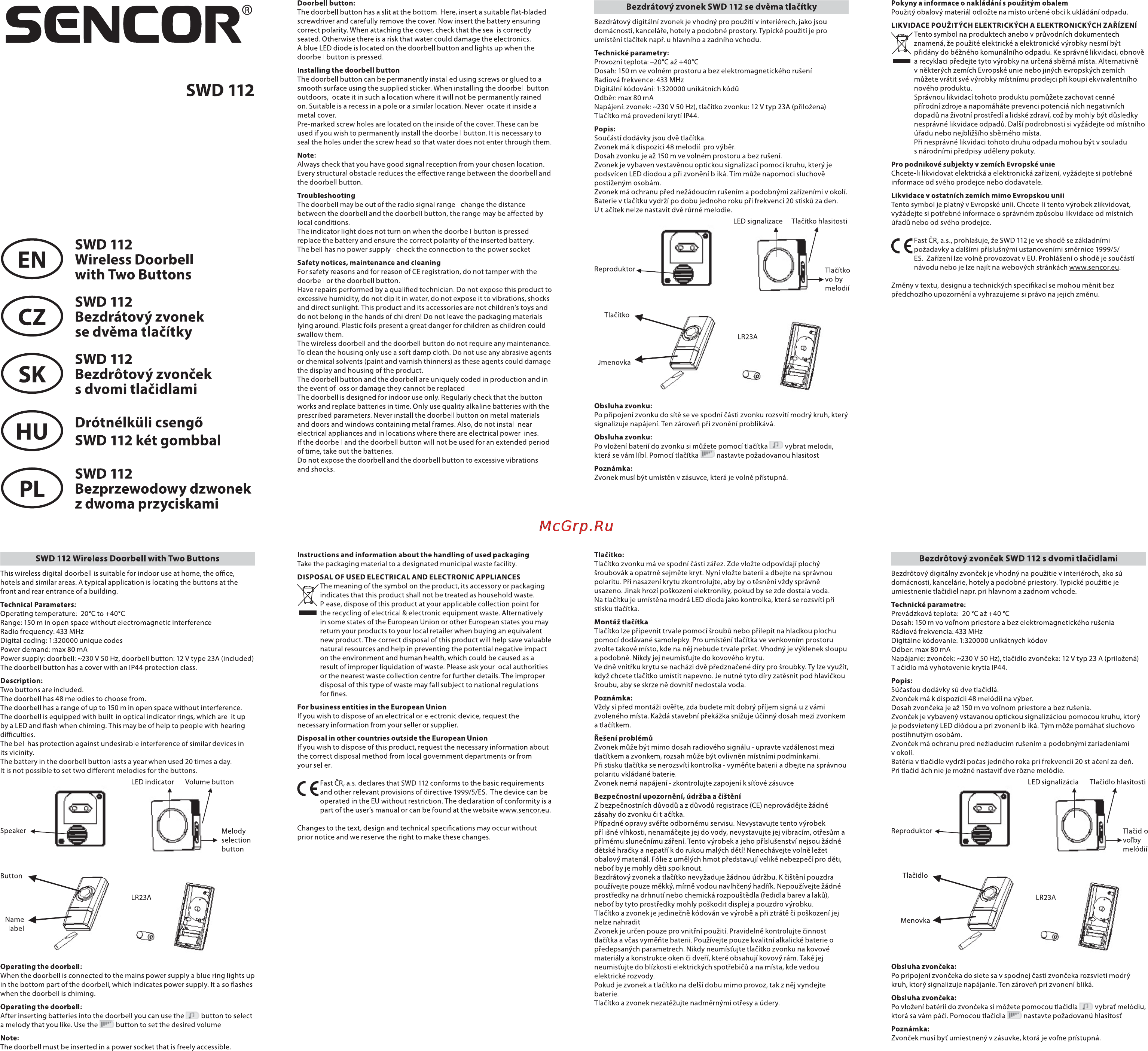 Sencor SWD 112 Инструкция по эксплуатации онлайн