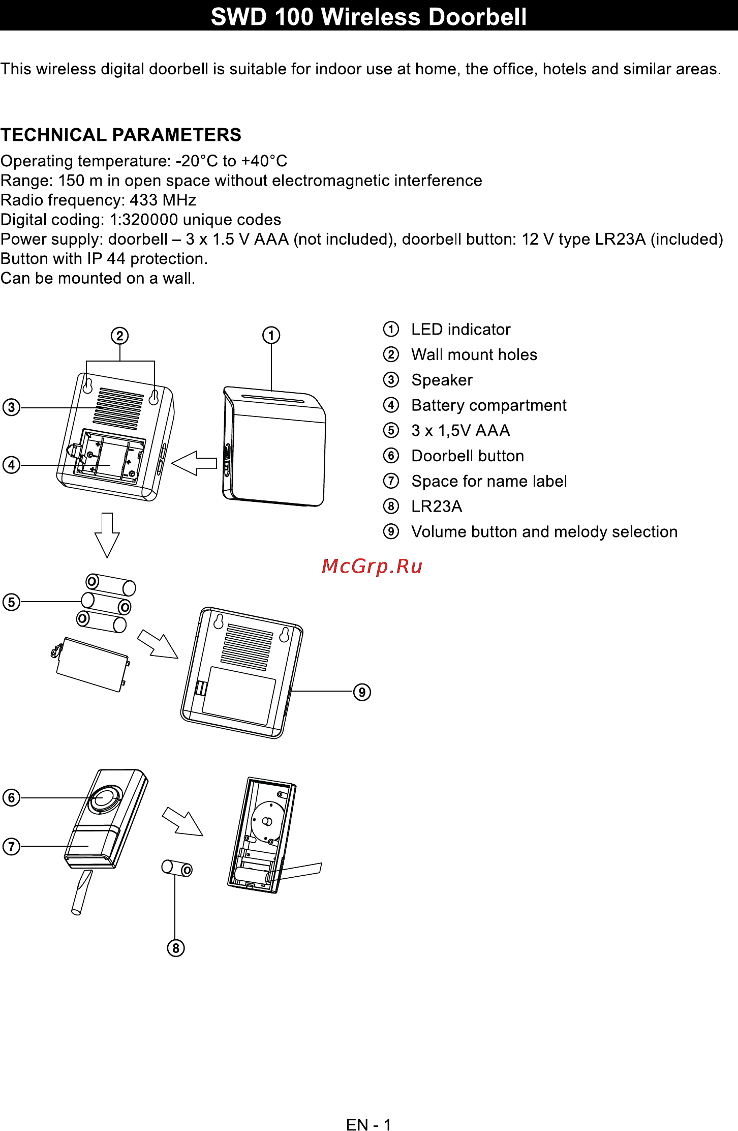 Sencor SWD 100 [3/6] Swd 100 wireless doorbell