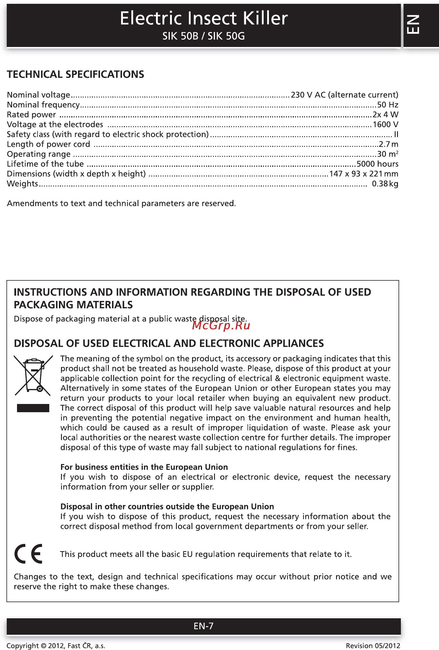 Sencor SIK 50G [7/8] Technical specifications