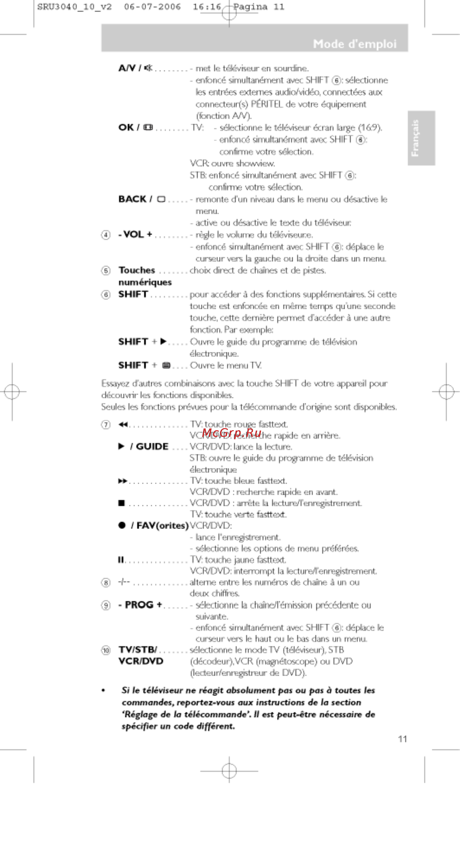 Philips PERFECT  SRU3040 [11/92] Il tv touche jaune fasttext
