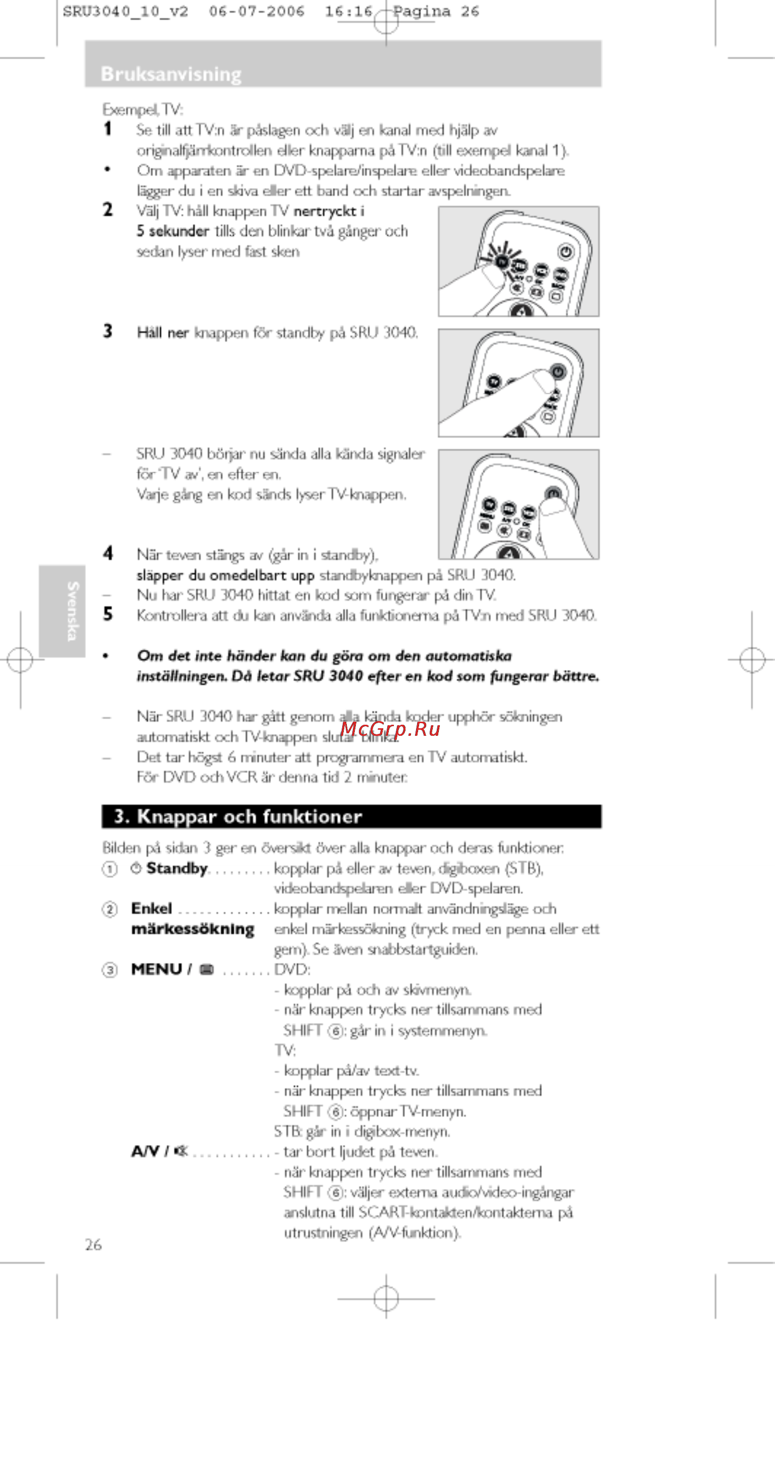 Philips SRU3040 [26/92] Knappar och funktioner