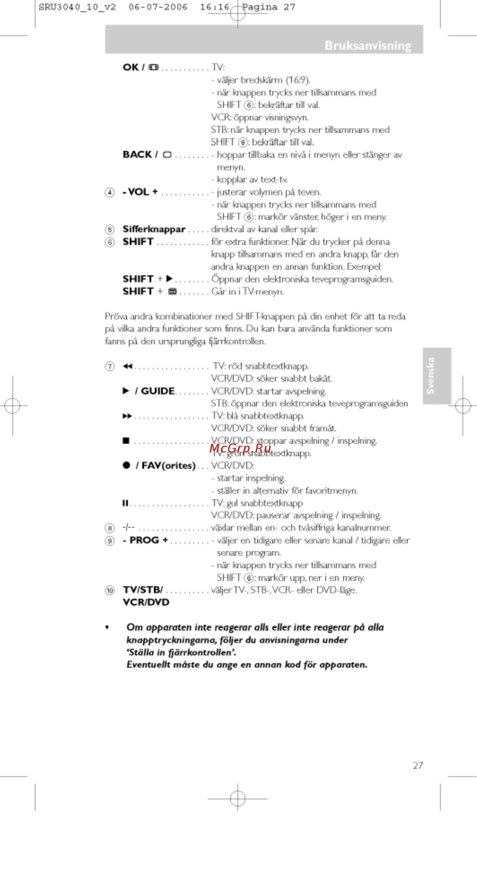 Philips PERFECT  SRU3040 [27/92] Btuksanvisning