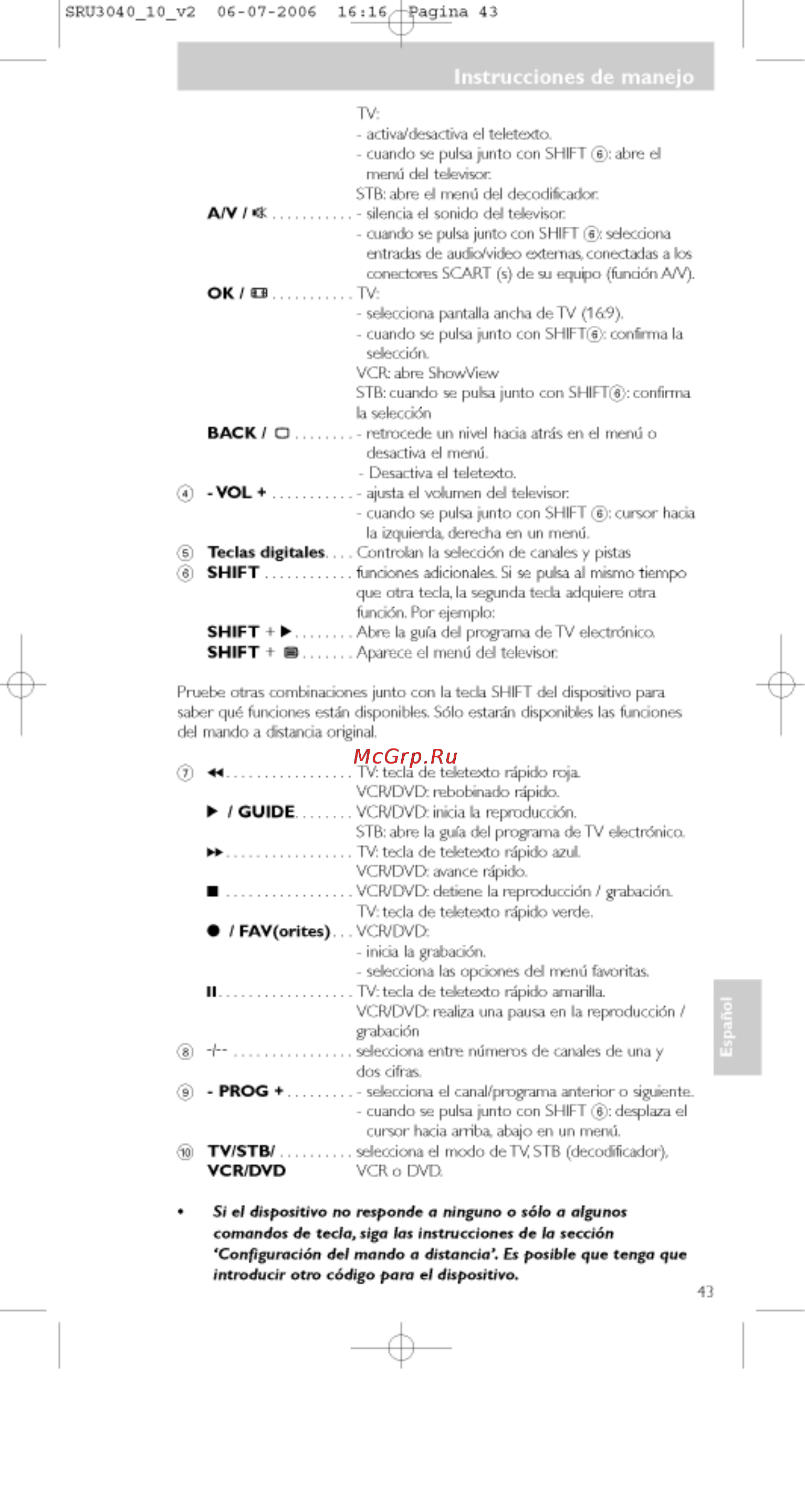 Philips PERFECT  SRU3040 [43/92] Instrucciones de manejo