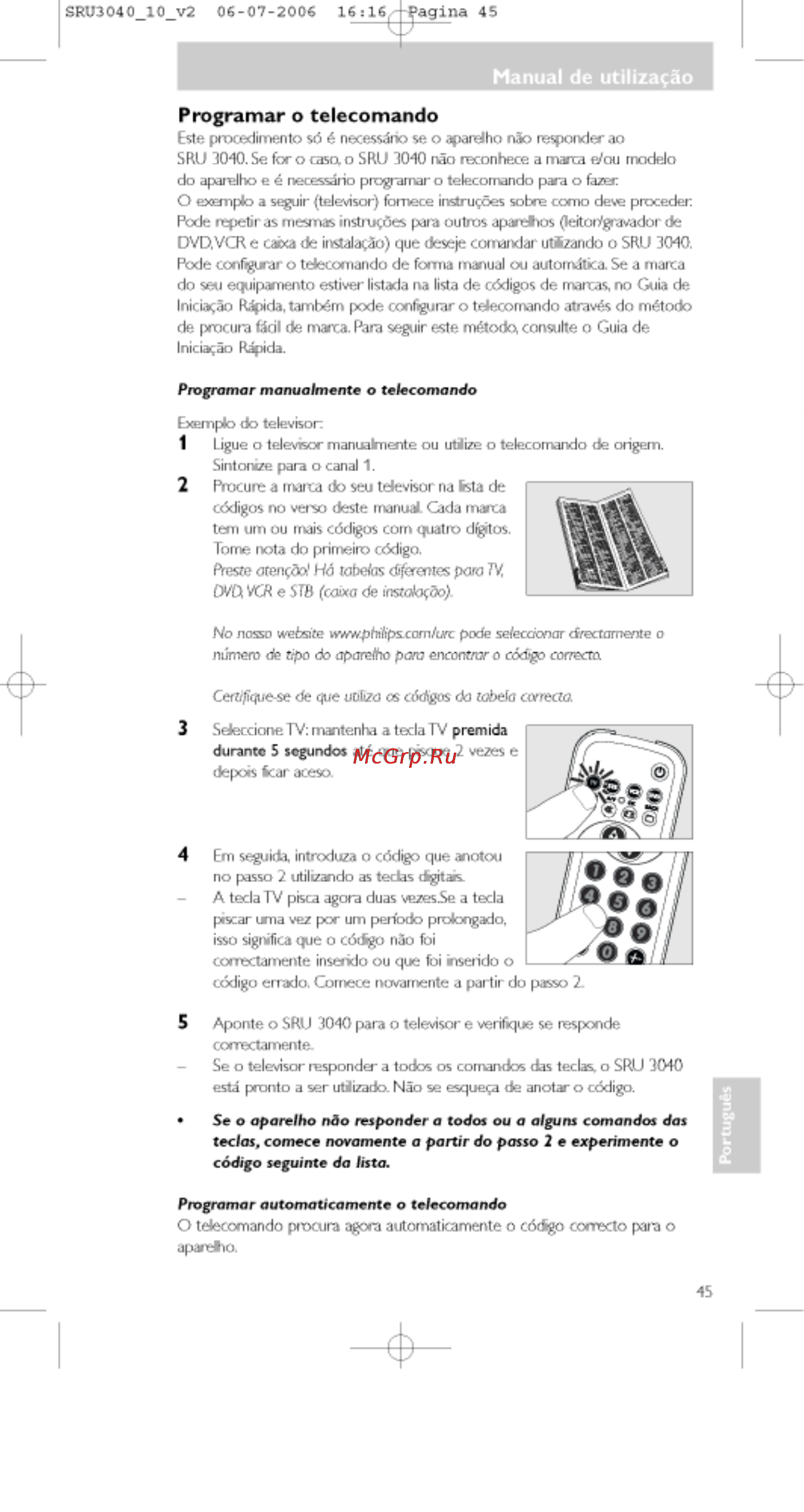 Philips PERFECT  SRU3040 [45/92] Manual de utilizaçâo