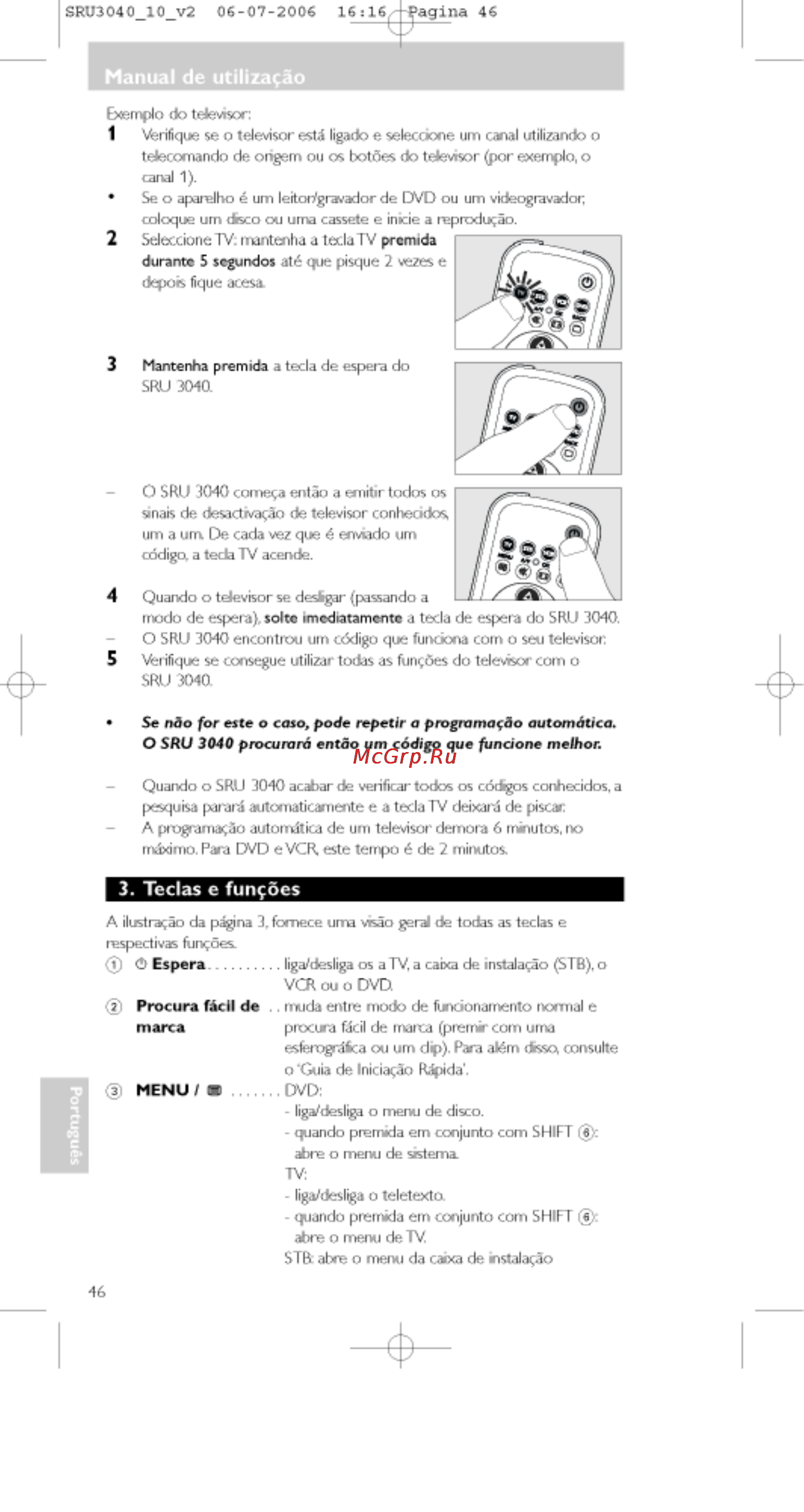 Philips PERFECT  SRU3040 [46/92] Teclas e fun oes