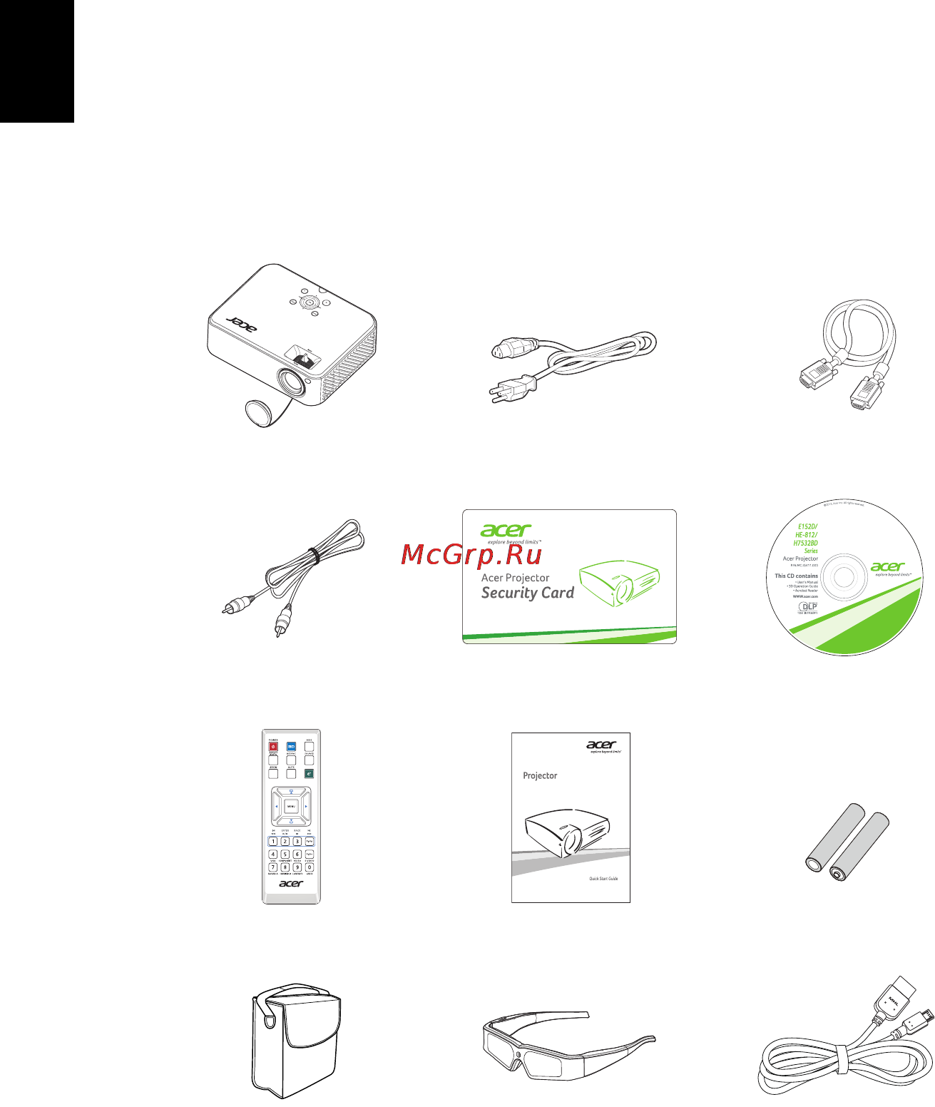 Acer H7532BD [12/59] Комплектность