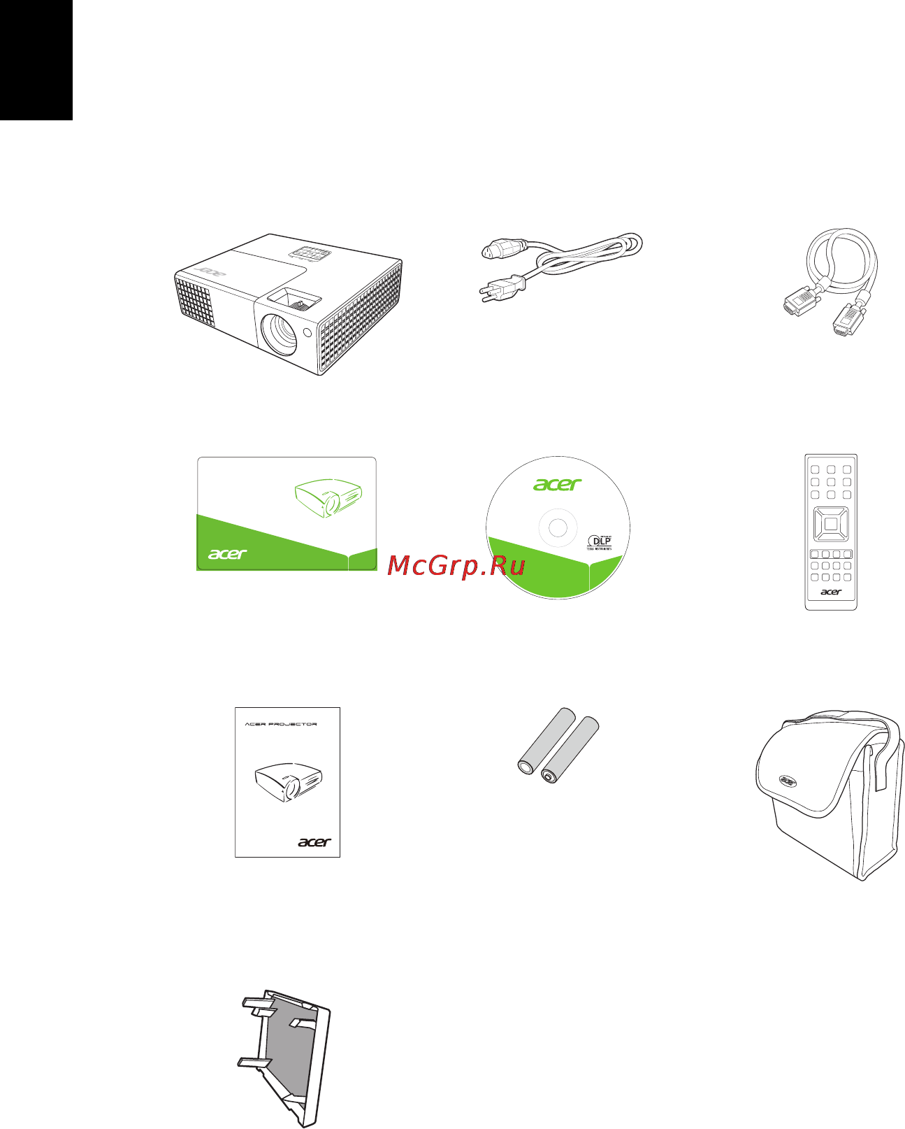 Acer X1340WH [12/62] Комплектация