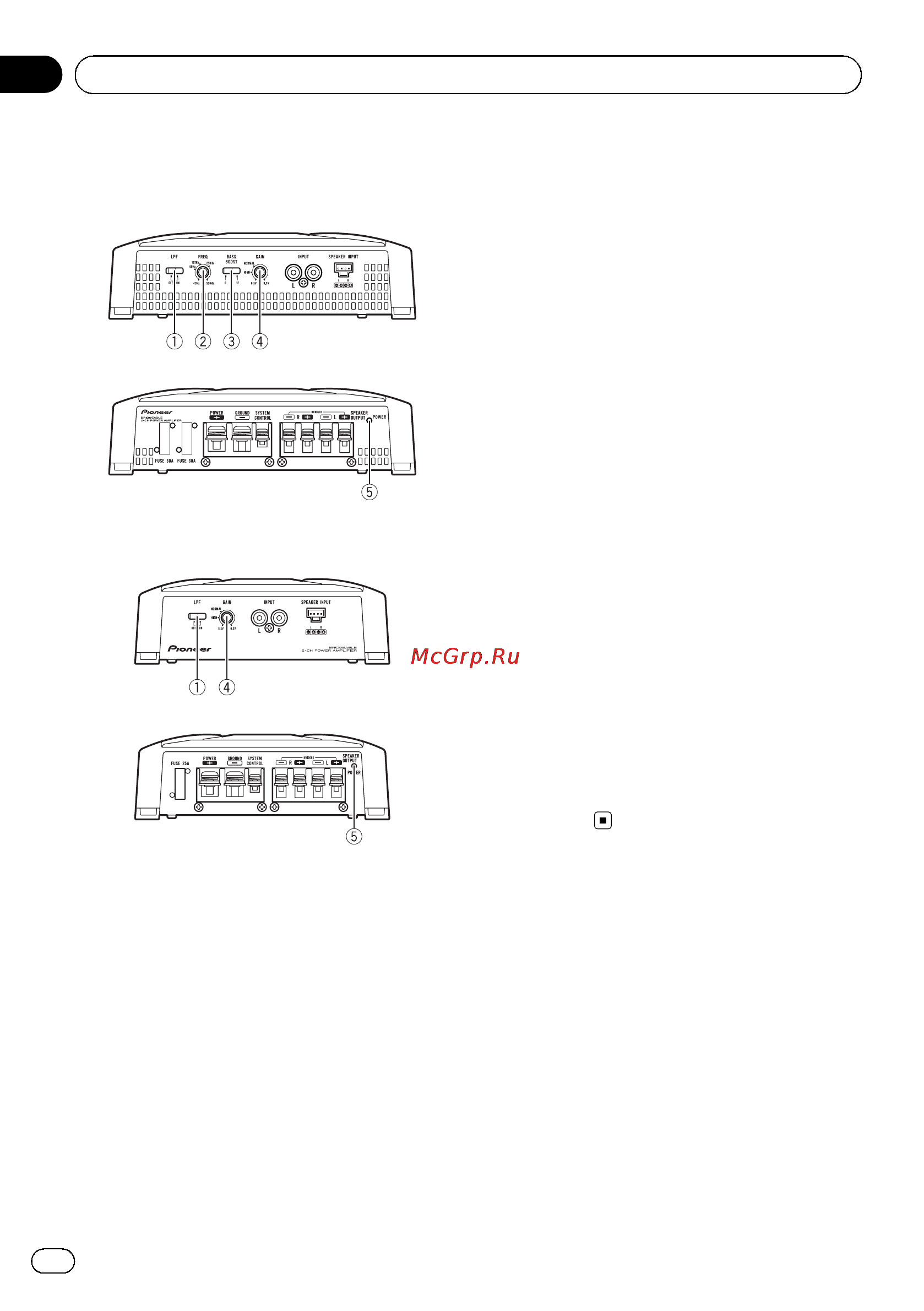 Pioneer GM-A3602 [4/92] Setting the unit