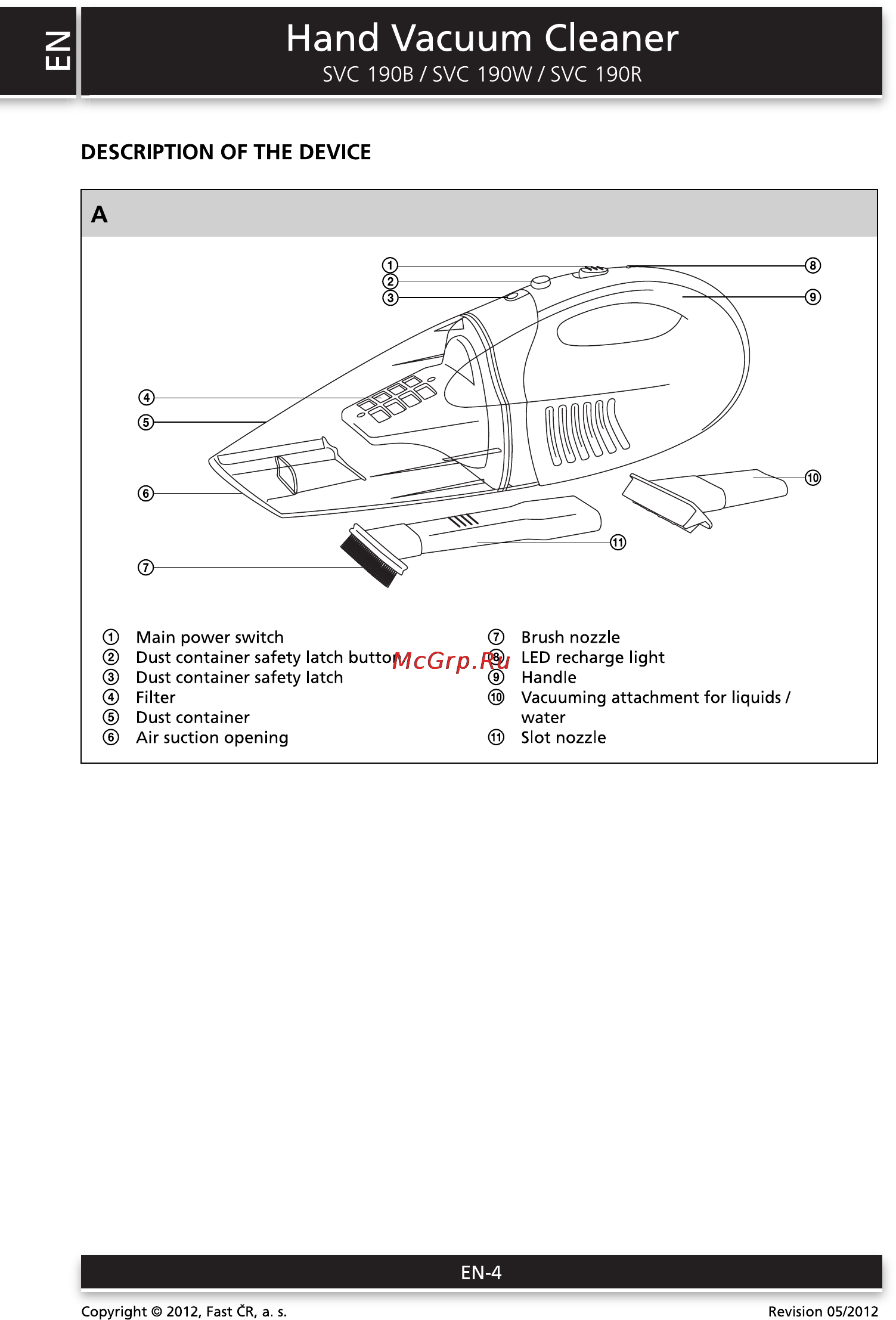 Sencor SVC 190B [4/8] Hand vacuum cleaner