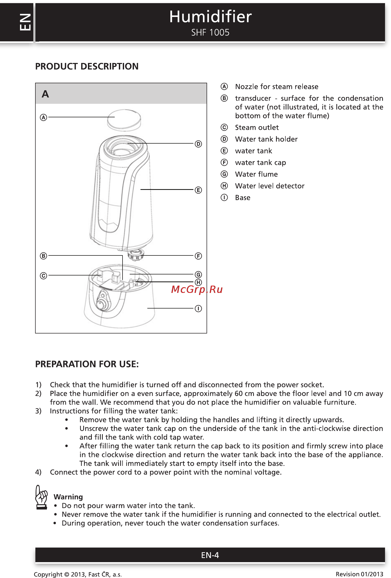 Sencor SHF 1005 [4/8] Humidifier
